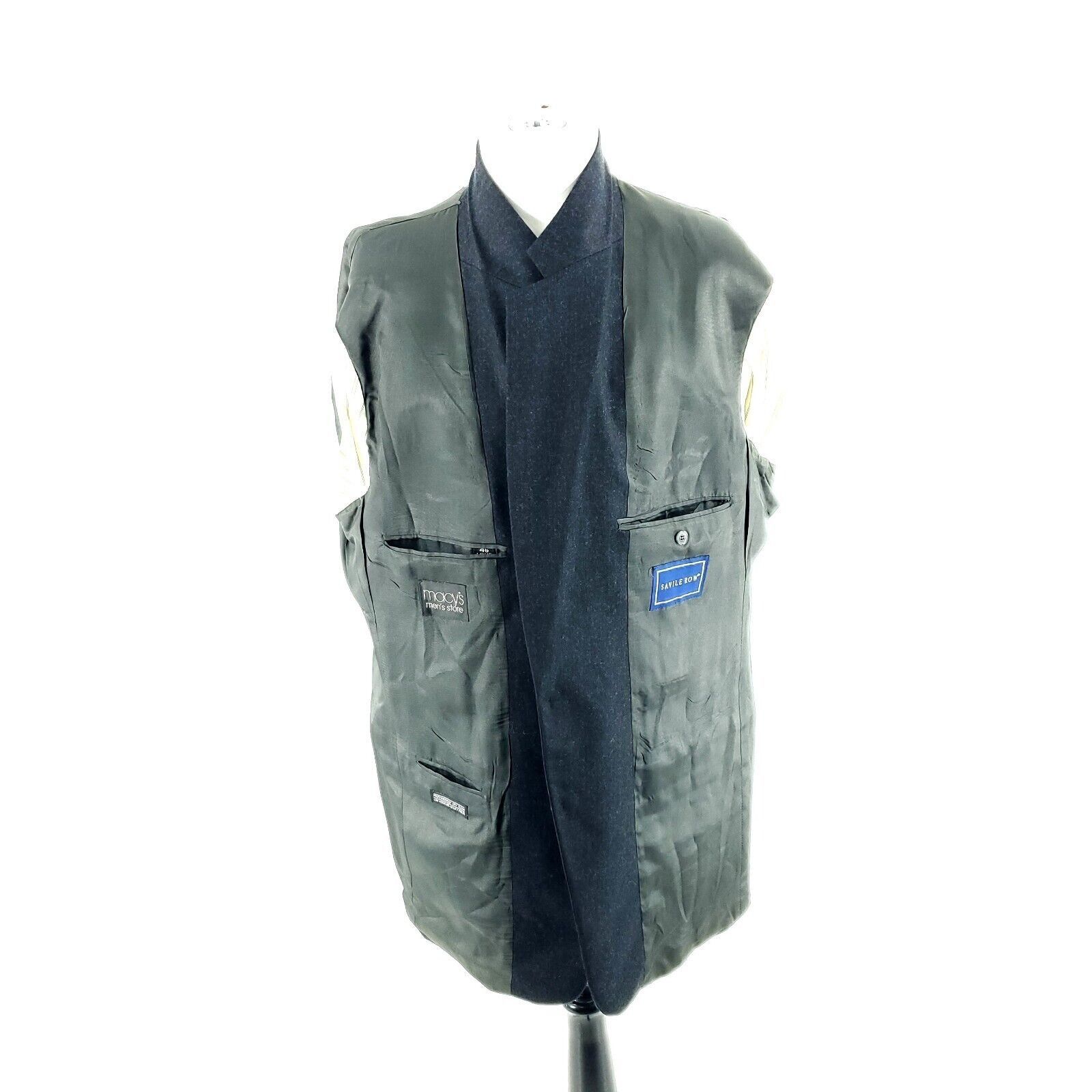 Savile Row Savile Row Flannel Wool 2 Button Blazer 46L Gray Size 46L - 11 Thumbnail