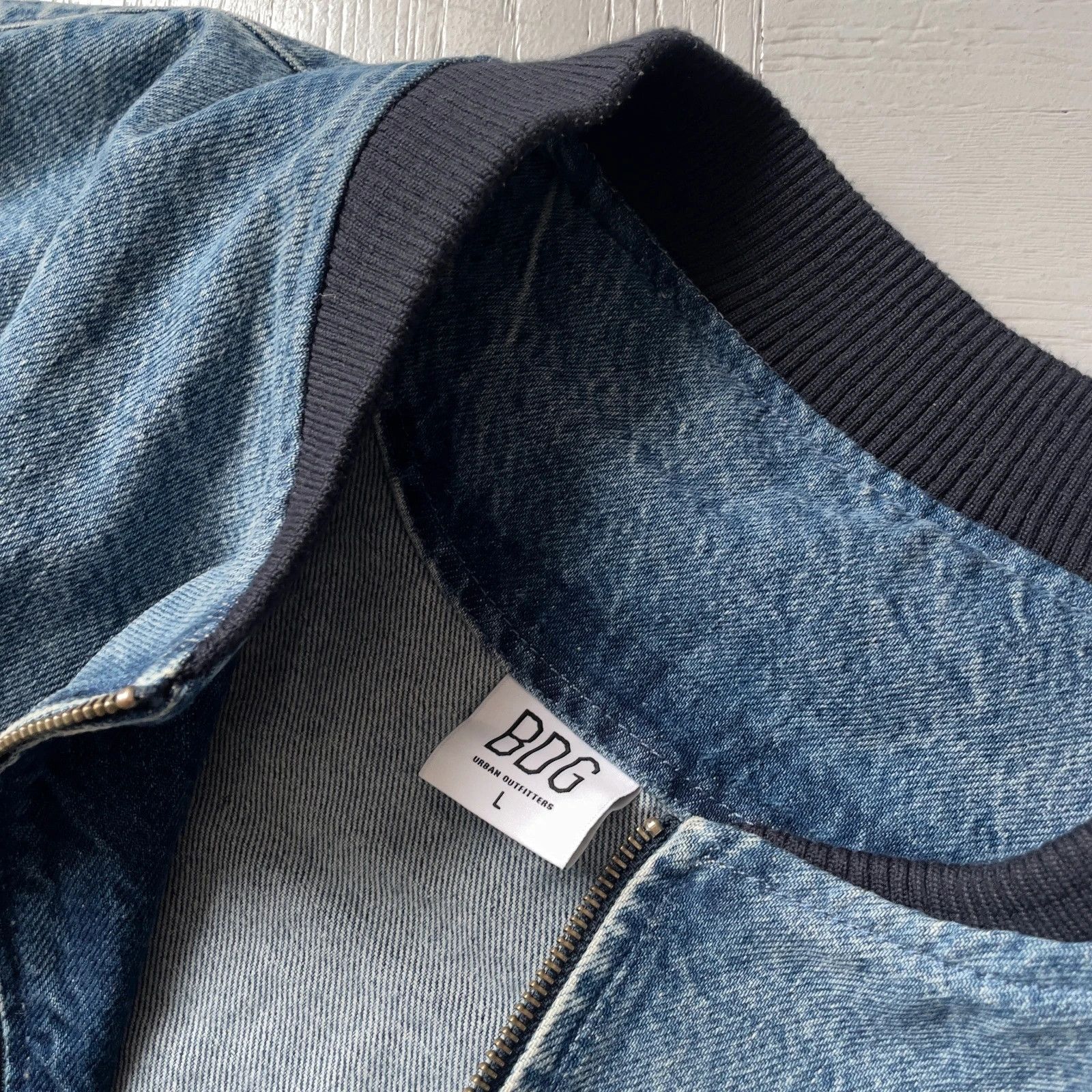 Bdg BDG Oversized Denim Varsity Bomber Jacket Size US L / EU 52-54 / 3 - 7 Thumbnail