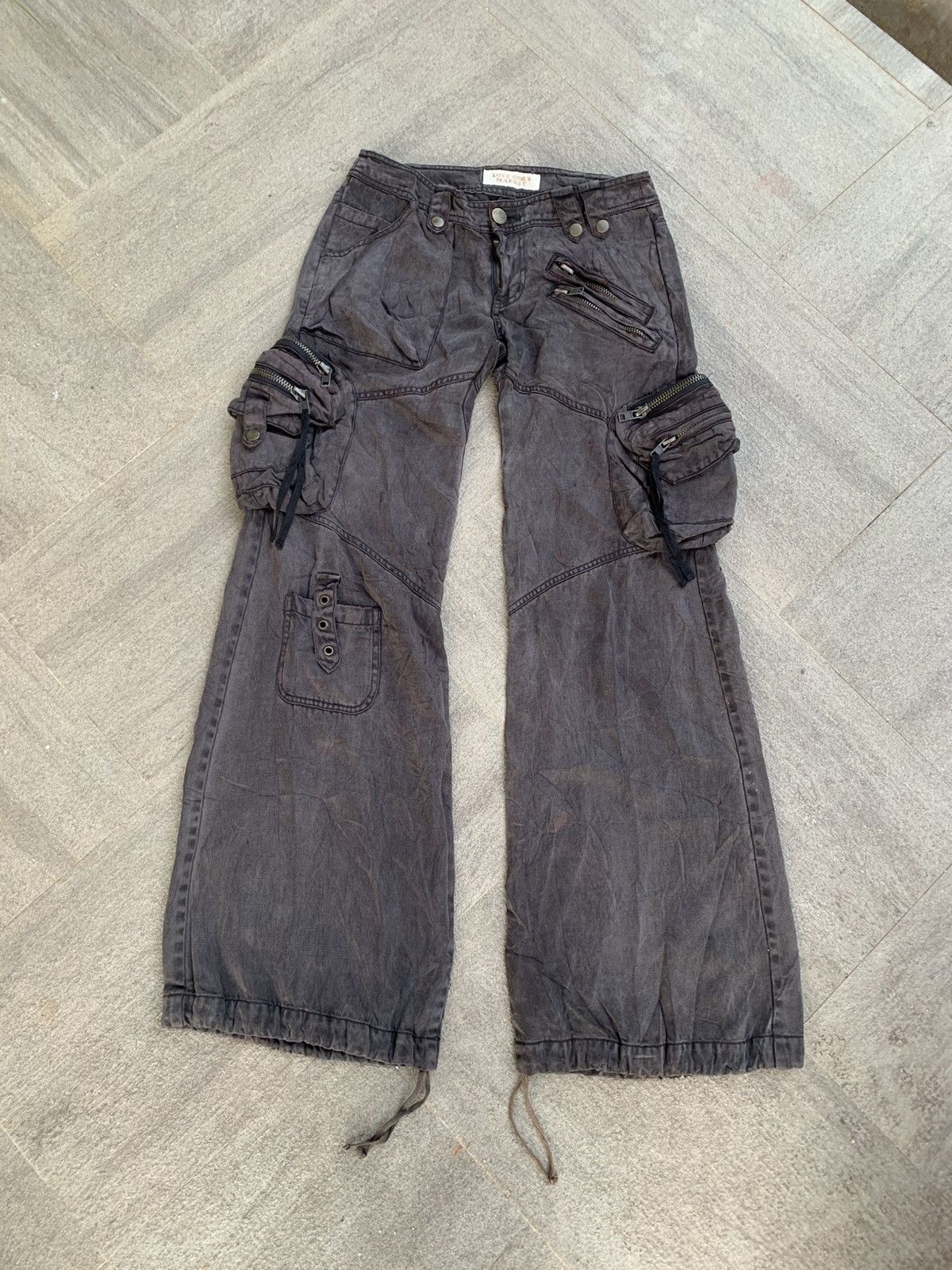 Japanese Brand Vintage Love Girls Flared Cargo Pants Size 29" - 3 Thumbnail