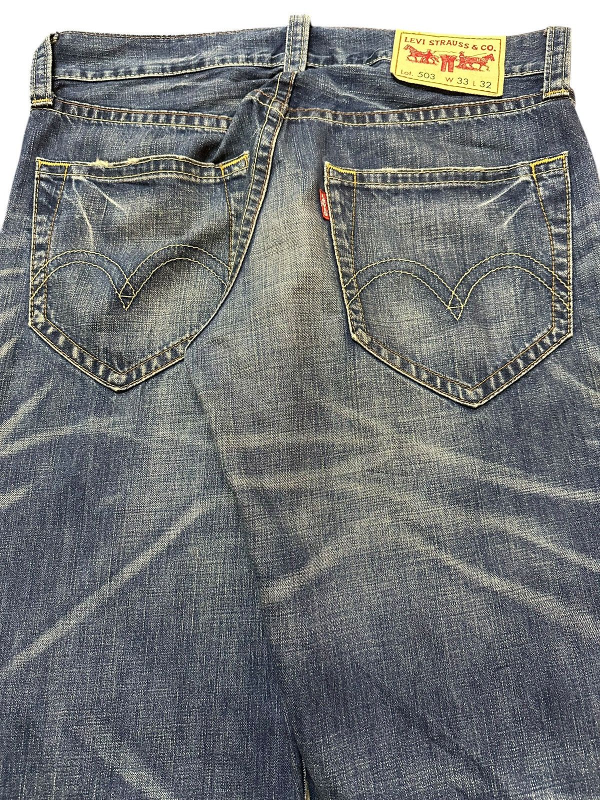 Levi's Vintage 90 Levis 503 Blue Faded Wash Distress Baggy Jeans Size US 34 / EU 50 - 6 Thumbnail