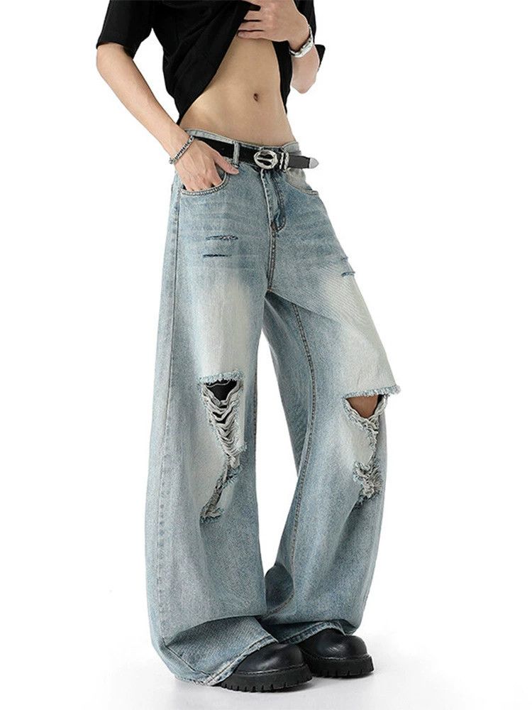 Vintage American retro washed loose ripped scimitar jeans Size US 32 / EU 48 - 4 Thumbnail