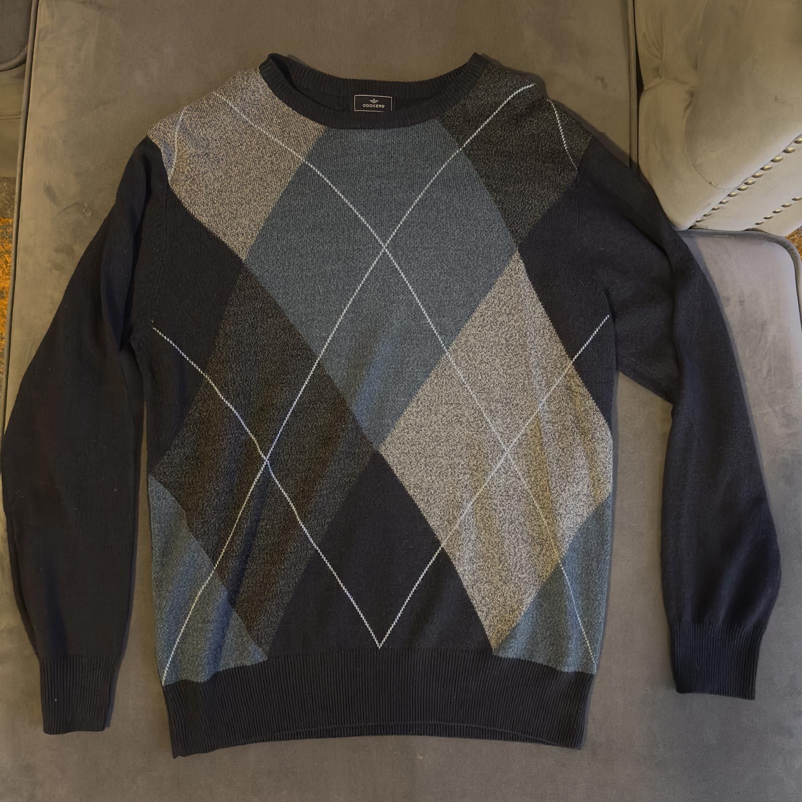 Dockers Dockers - Stylish Argyle Sweater in Black and Blue Tones Size US L / EU 52-54 / 3 - 1 Thumbnail