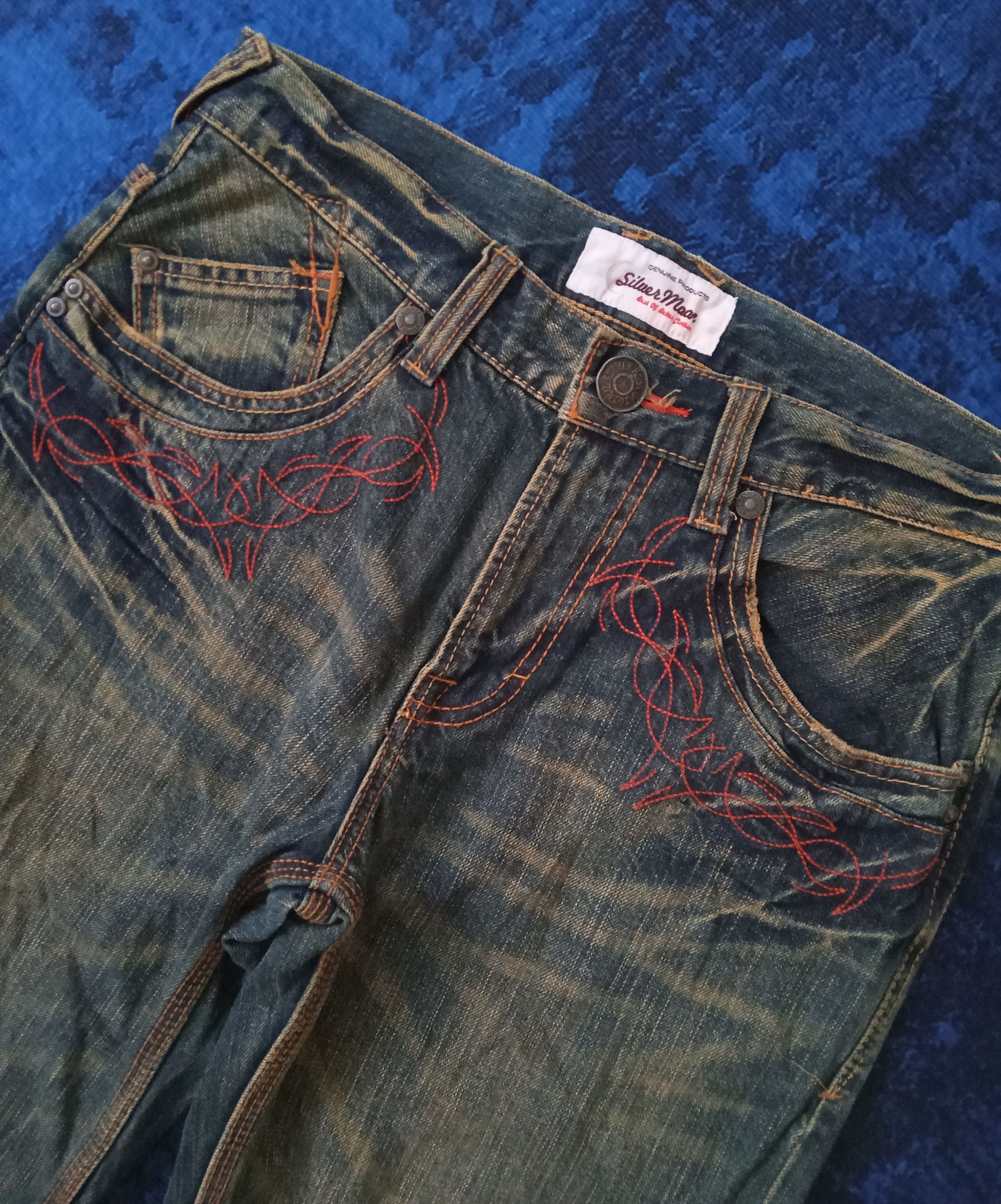 Japanese Brand Silver Moon Rusty Colour Design Shorts Jorts Jeans Size US 31 - 6 Thumbnail