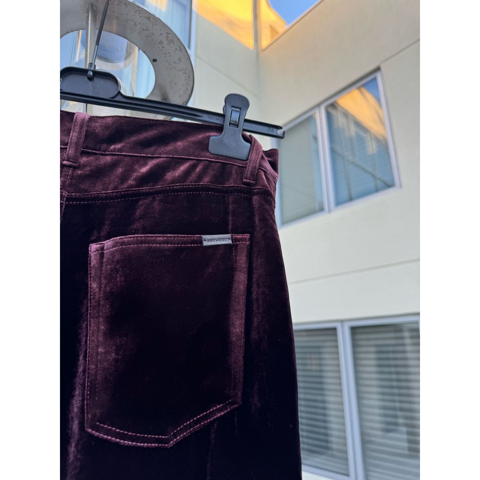 Saint Laurent Paris o1rshd1 Wide Leg Velvet / Velour Pants in Burgundy Size US 32 / EU 48 - 17 Thumbnail
