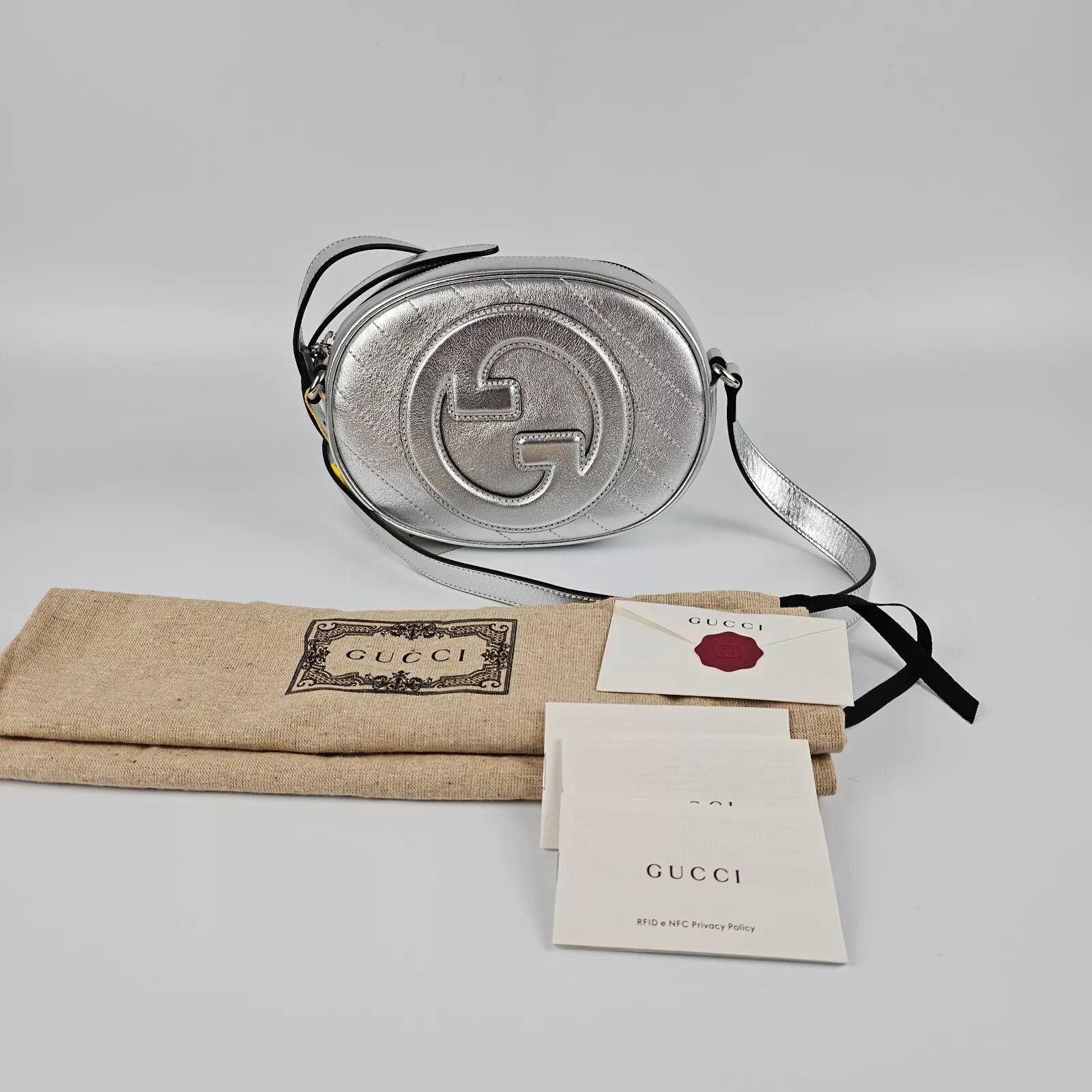 Gucci GUCCI Blondie Mini Metallic Silver Leather Shoulder Bag Size ONE SIZE - 1 Thumbnail