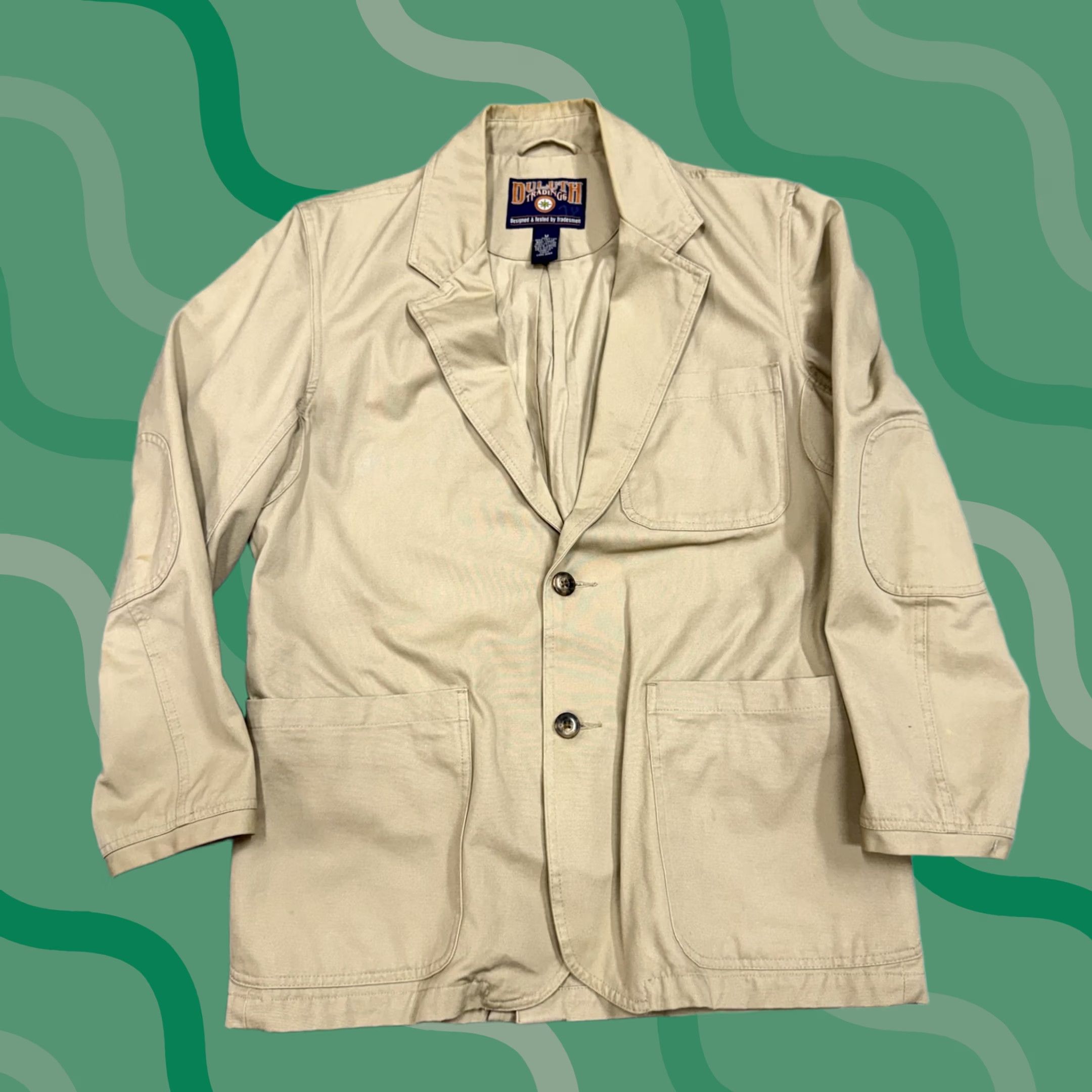 Duluth Trading Company Duluth Trading Co Blazer Mens Medium Beige Canvas Sport Coat Jacket Size 40R - 1 Thumbnail