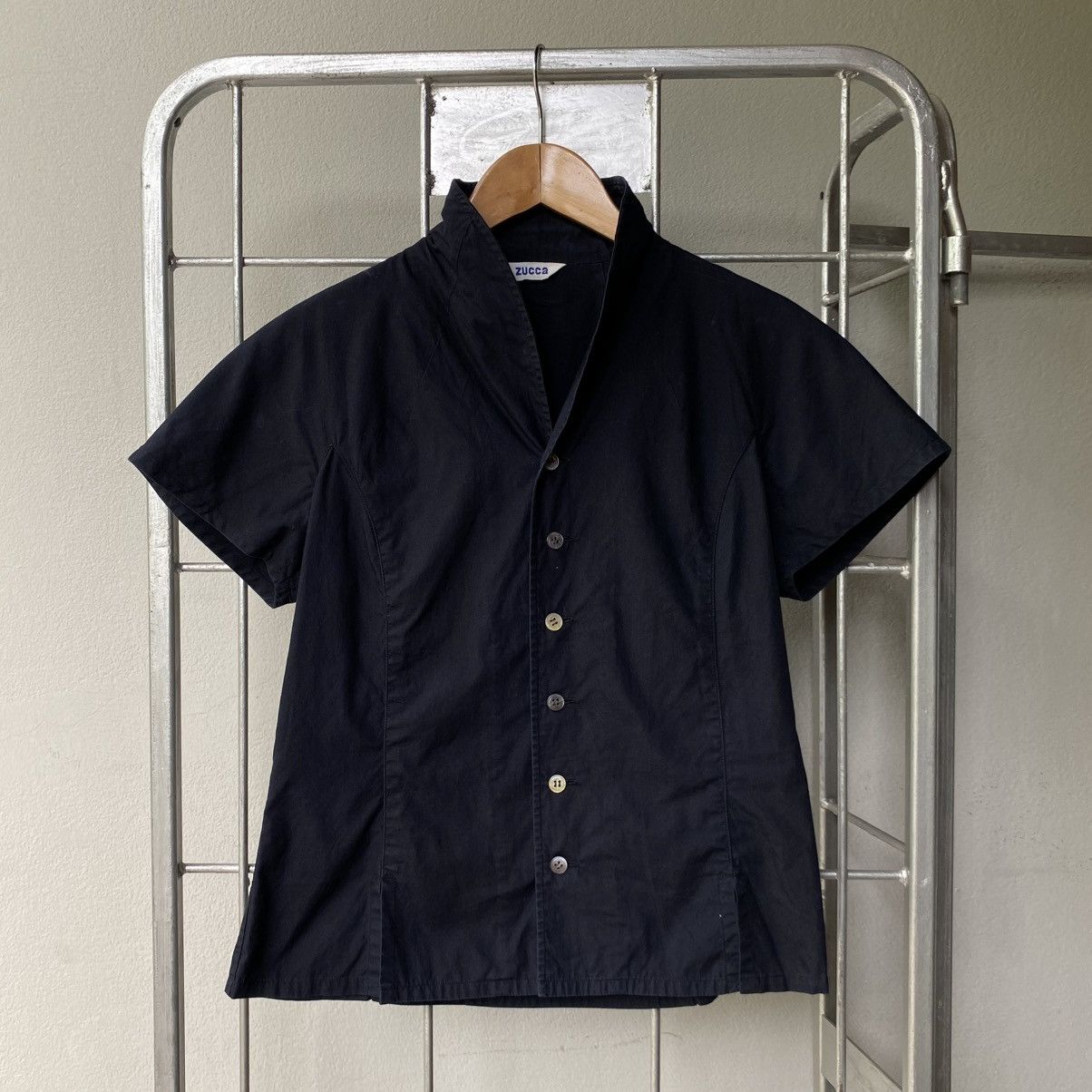 Zucca Zucca Black Short Sleeve Button-Up Blouse Size M / US 6-8 / IT 42-44 - 13 Thumbnail