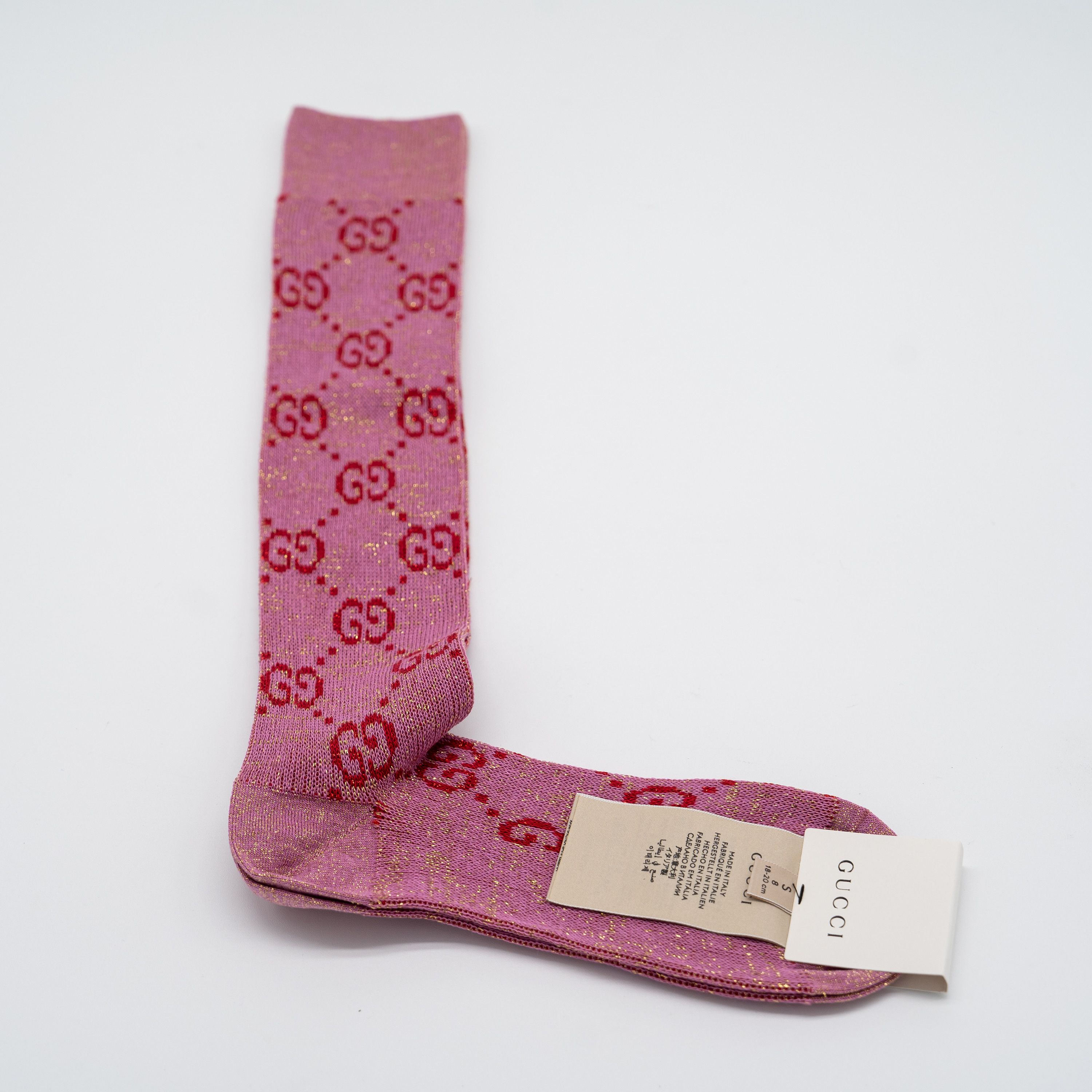 Gucci 100% authentic Gucci Cotton GG Glitter Pink Socks Size S Size ONE SIZE - 1 Thumbnail