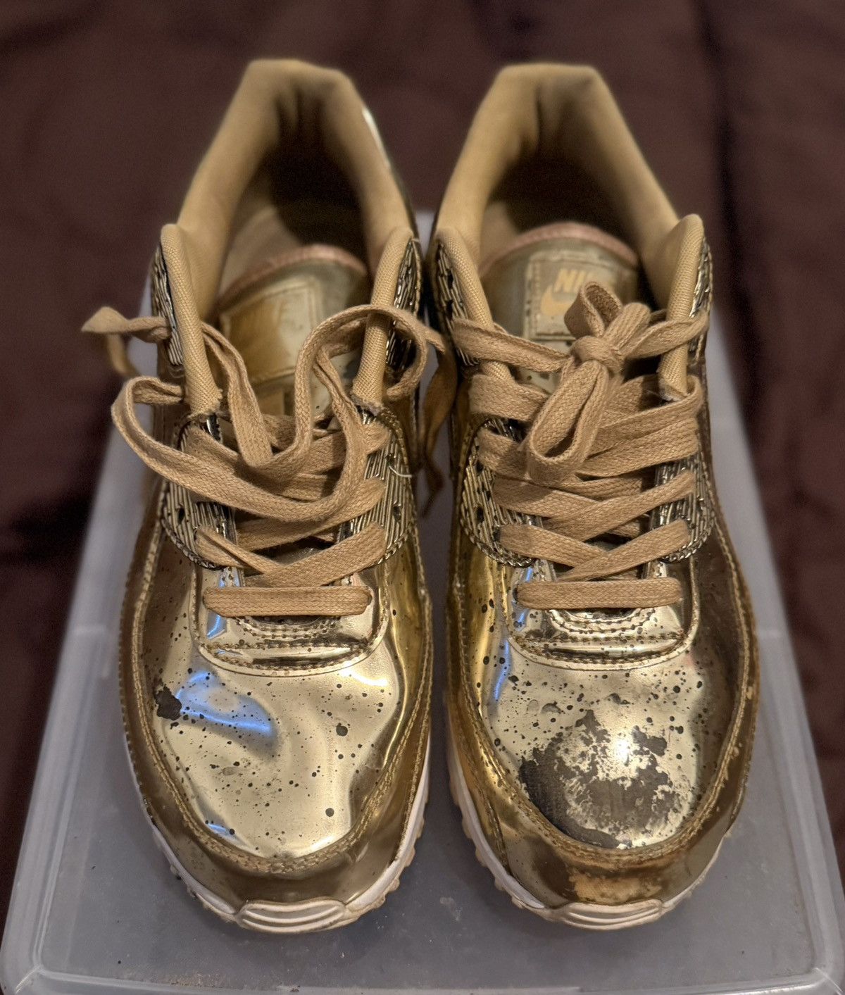 Nike Nike Air Max 90 Metallic Liquid Gold Size US 10 / EU 43 - 4 Thumbnail