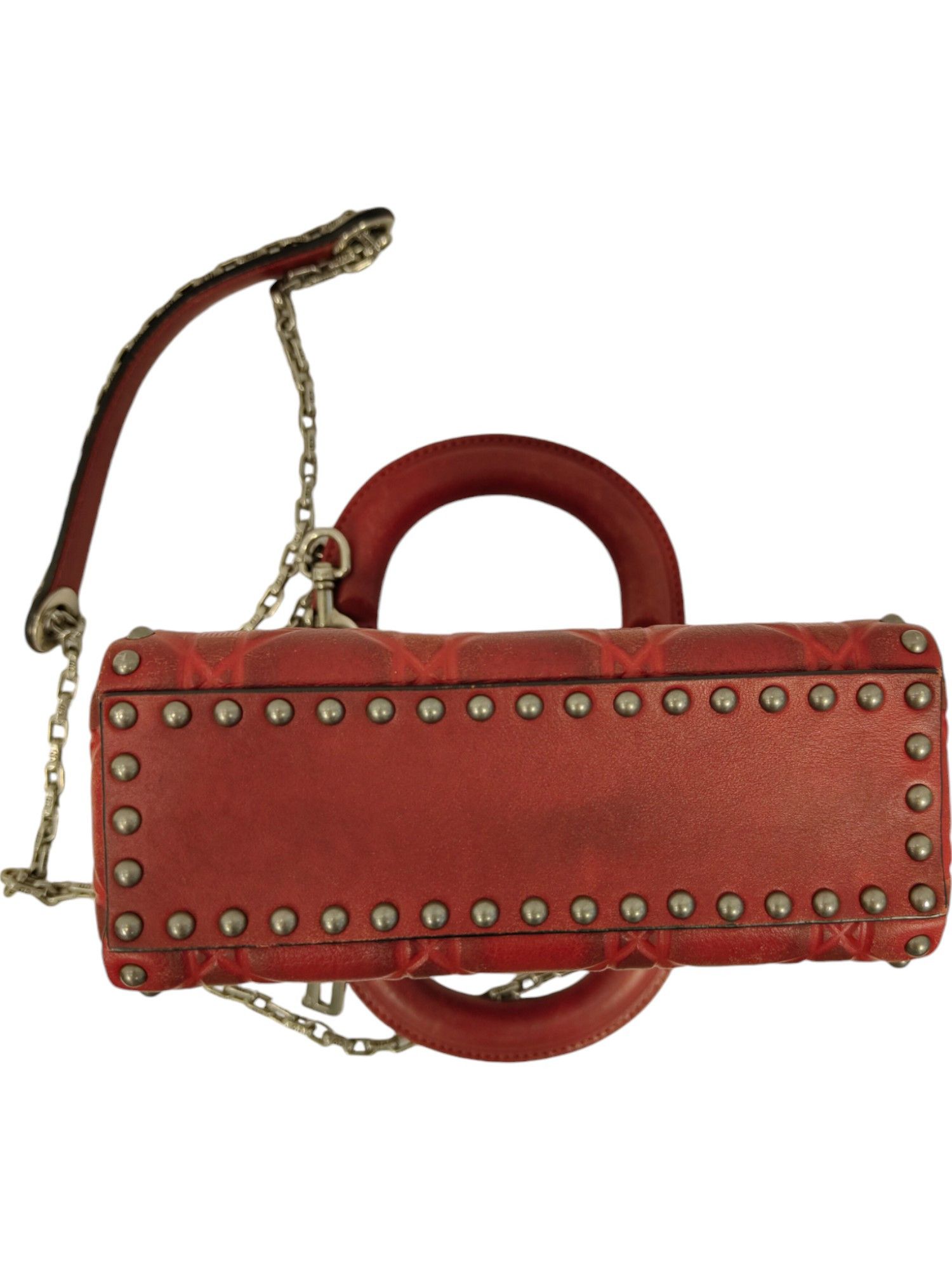 Dior Red Mini Embossed Calfskin Studded Lady Dior Size ONE SIZE - 7 Thumbnail