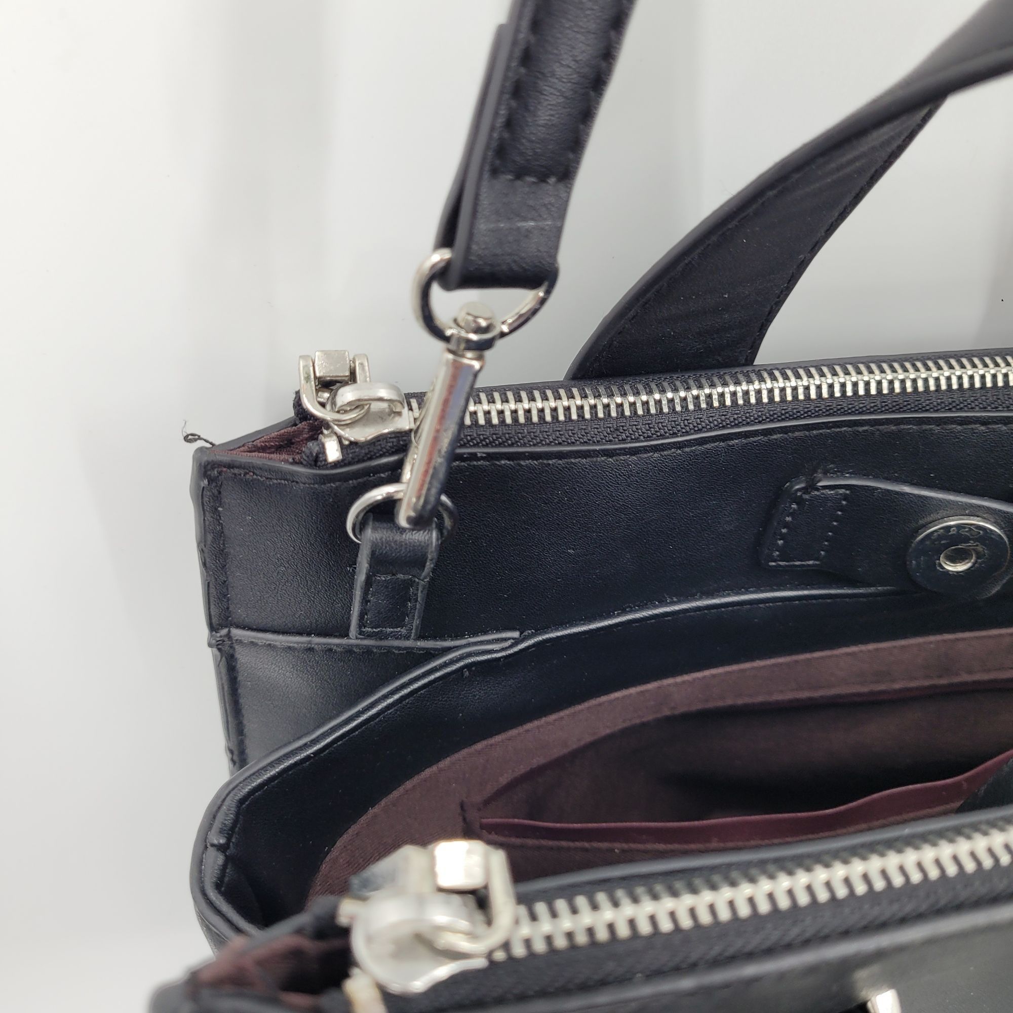 Mango MNG Black Vegan Faux Leather Double Top Handle Crossbody Bag Size ONE SIZE - 12 Thumbnail
