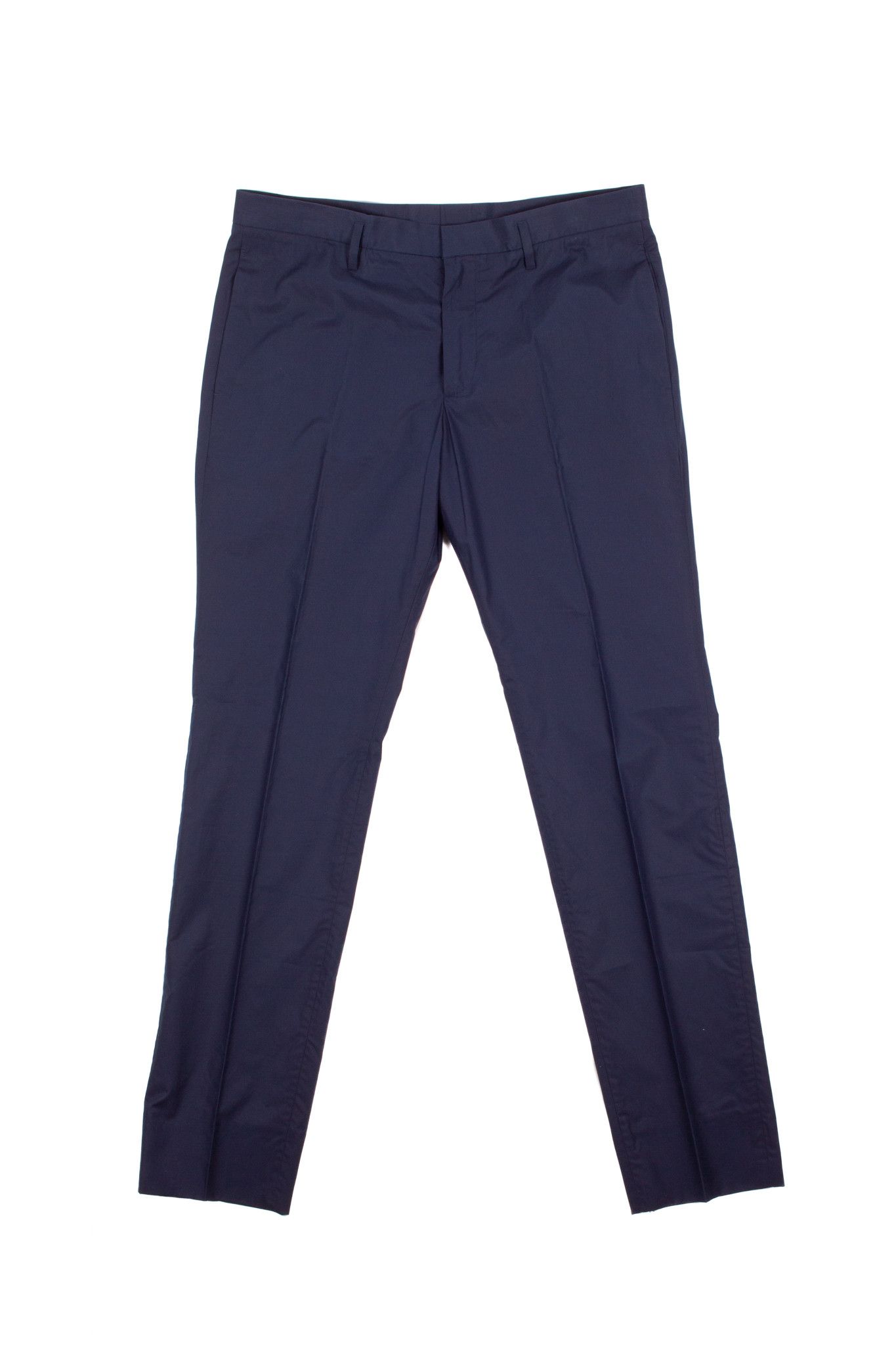 image of Jil Sander 2016 Dark Blue Cotton Slim Straight Cut Pants, Men's (Size 34)
