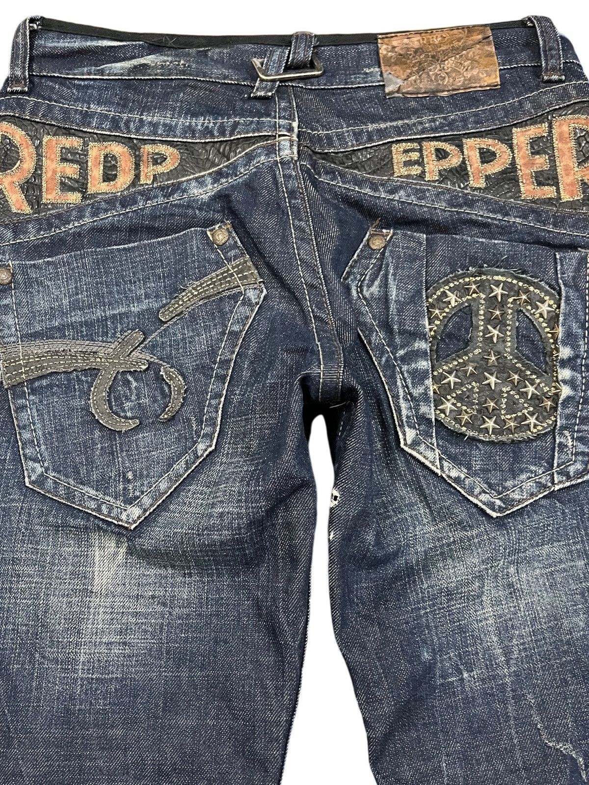 Japanese Brand Vintage Red Pepper Stars Punk Distressed Denim Size US 30 / EU 46 - 7 Thumbnail