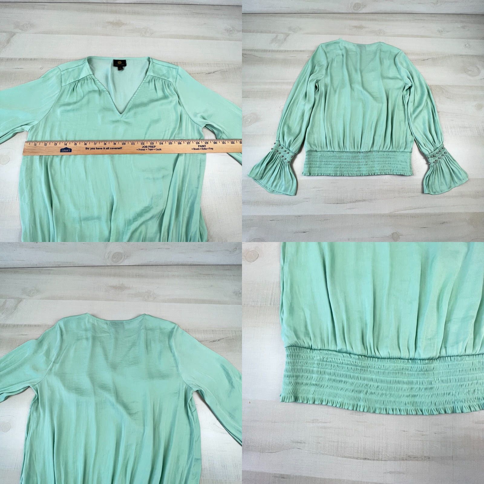 JM Collection JM Collection Women's Green Balloon Sleeve Blouse Long Sleeve Small Size S / US 4 / IT 40 - 8 Thumbnail