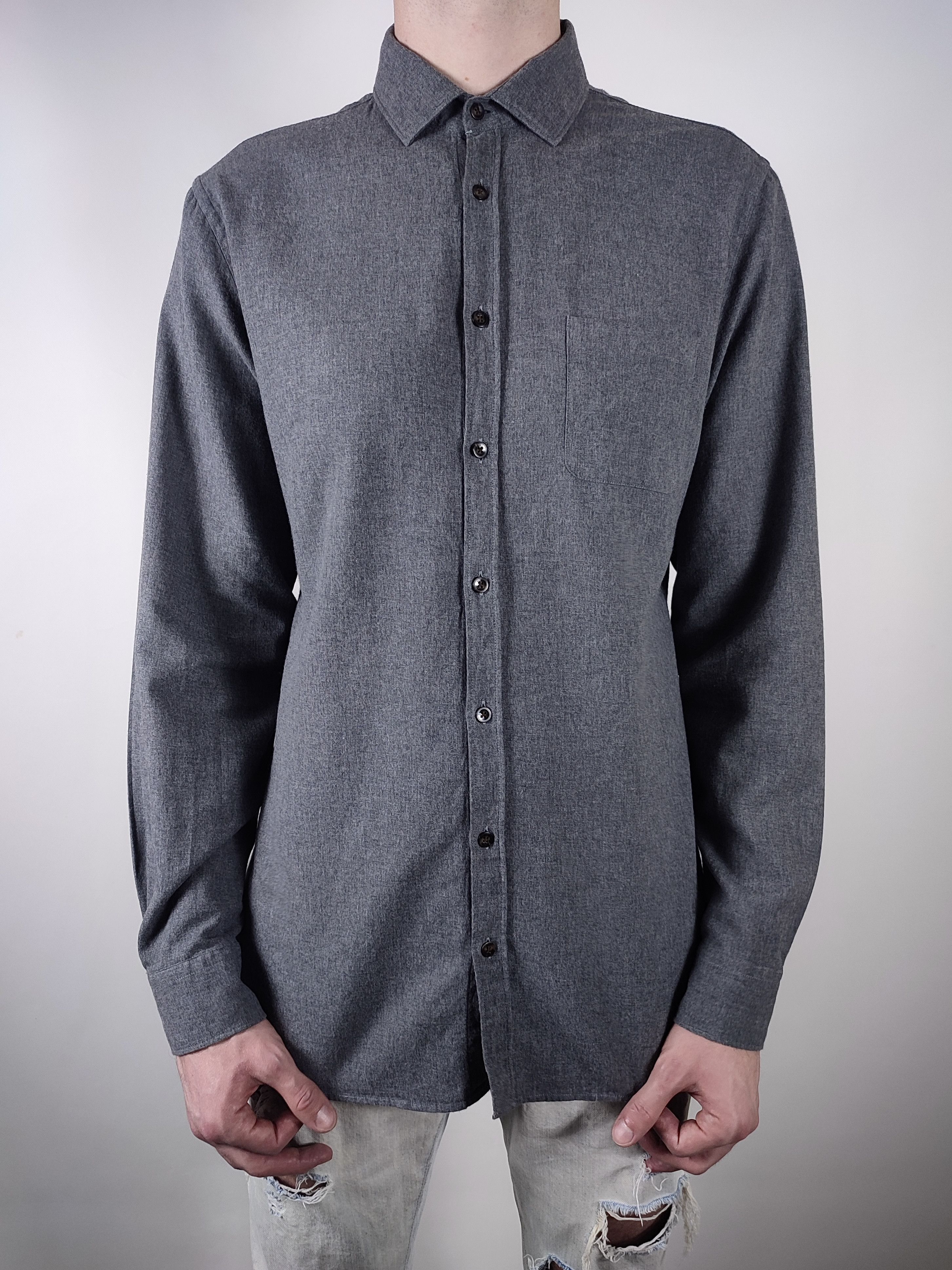 Hope Hope Flannel Narrow Fit Grey Long Sleeve Shirt Size US XL / EU 56 / 4 - 4 Thumbnail