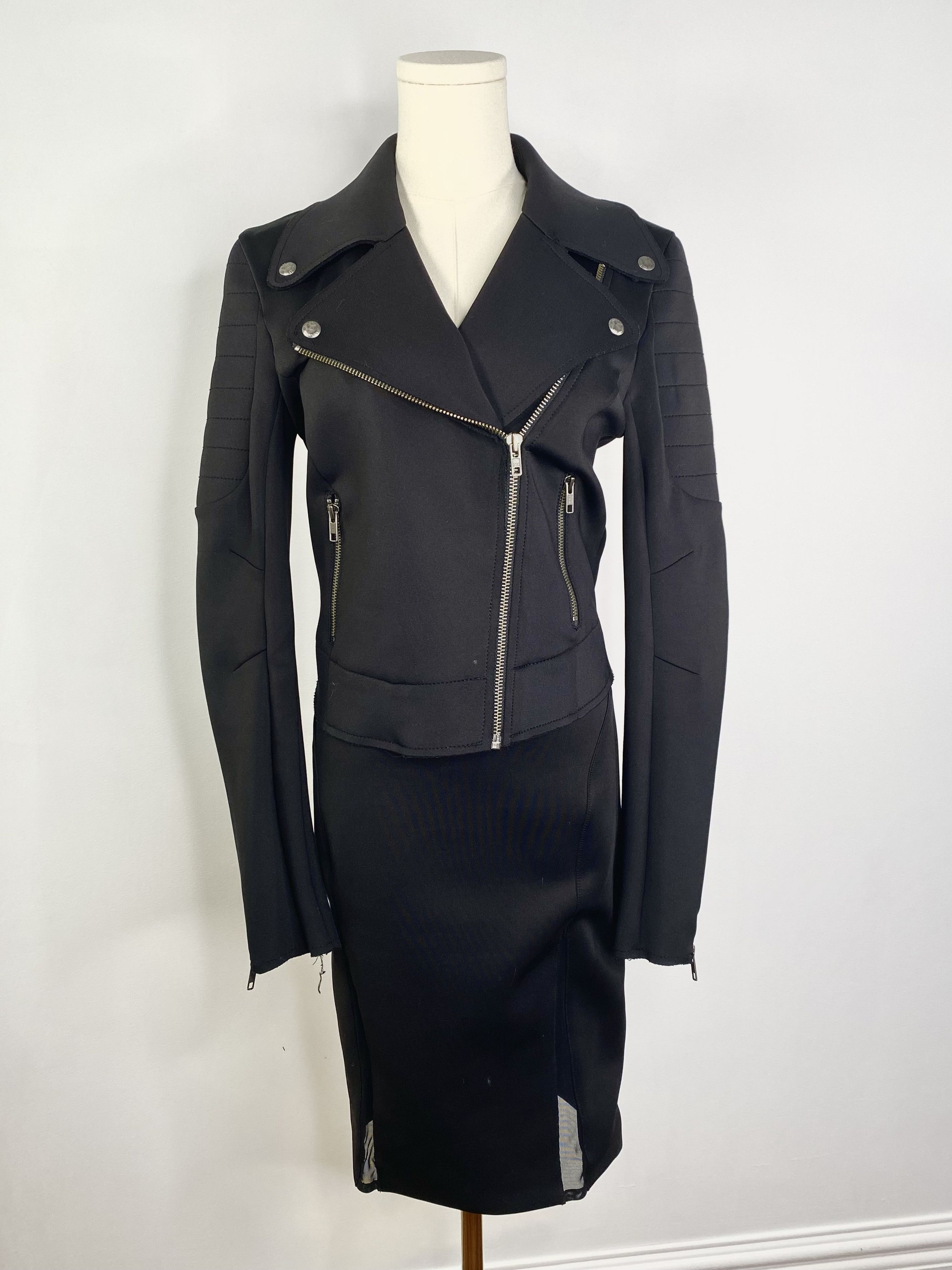 Guess Guess - Black Moto Jacket + Skirt Size S / US 4 / IT 40 - 1 Thumbnail