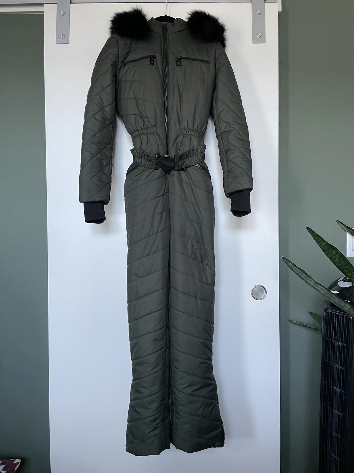Domenico Spano Domenica Women Ski Snowboard Suit Green Olive Hood M Size S / US 4 / IT 40 - 1 Thumbnail