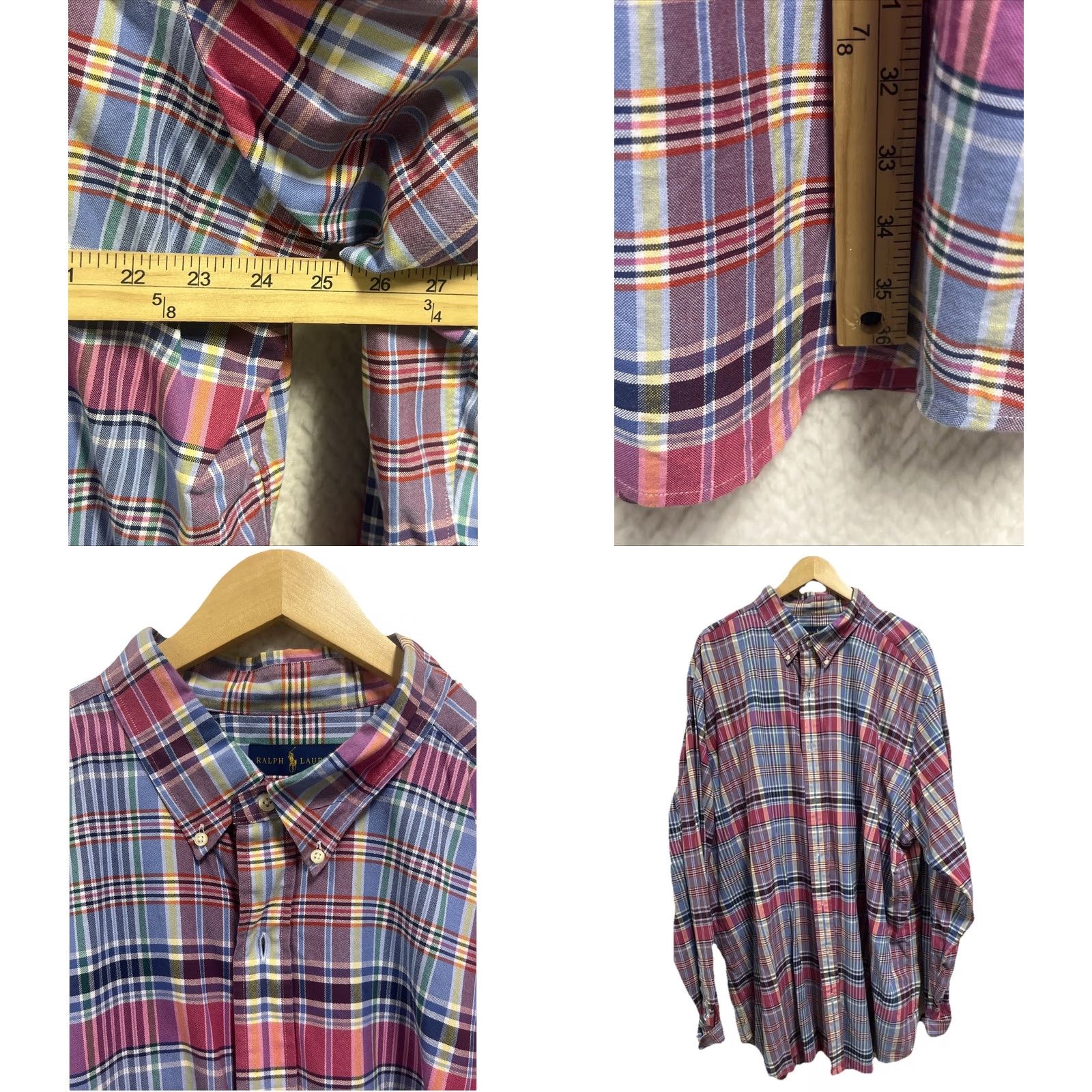 Ralph Lauren Ralph Lauren Shirt Men 3XLT Tall Multicolor Plaid Oxford Button Down Long Sleeve Size US XXL / EU 58 / 5 - 8 Thumbnail