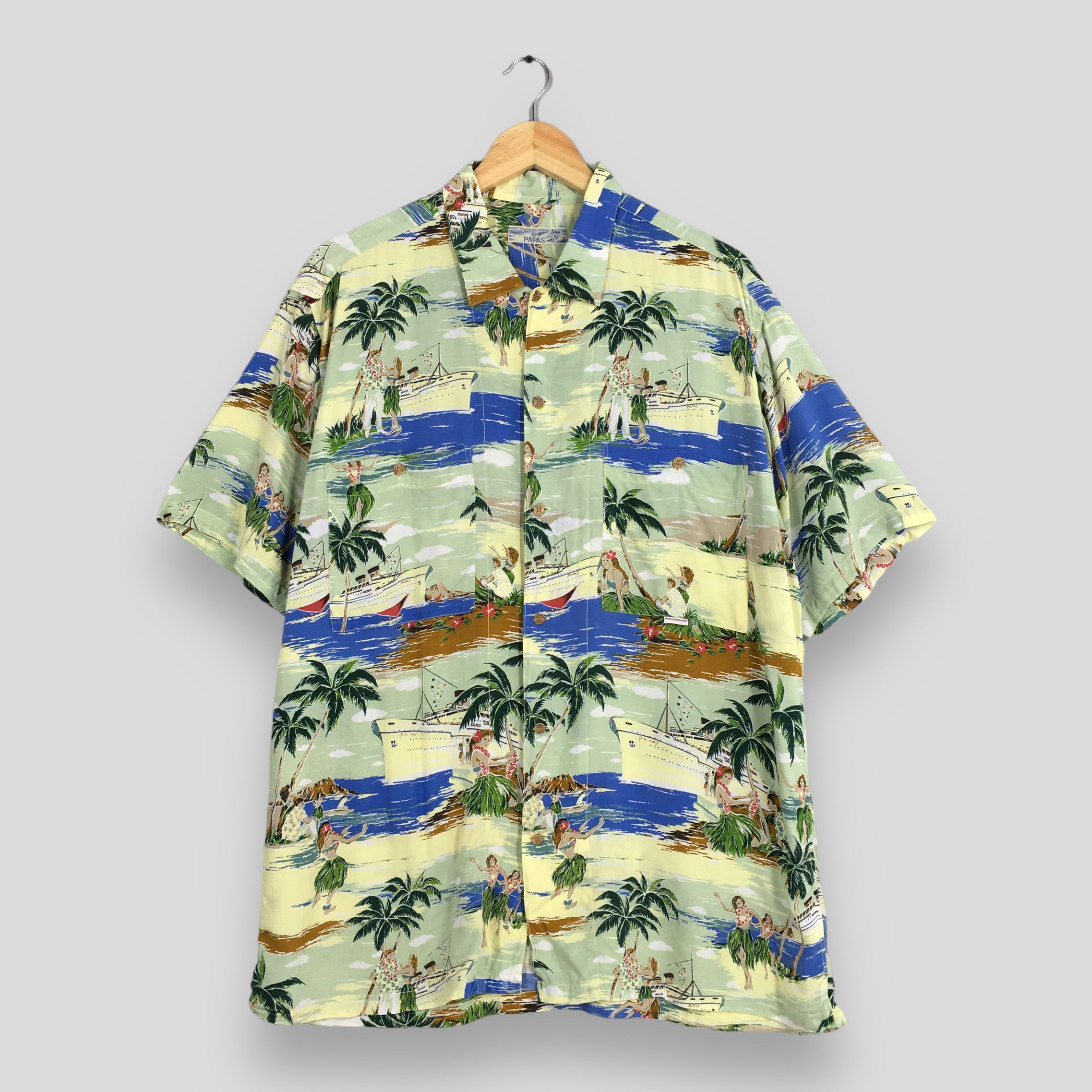 Other Vintage 1980s Hawaiian Papas Big Ship Tropical Shirt Large Size US L / EU 52-54 / 3 - 1 Thumbnail