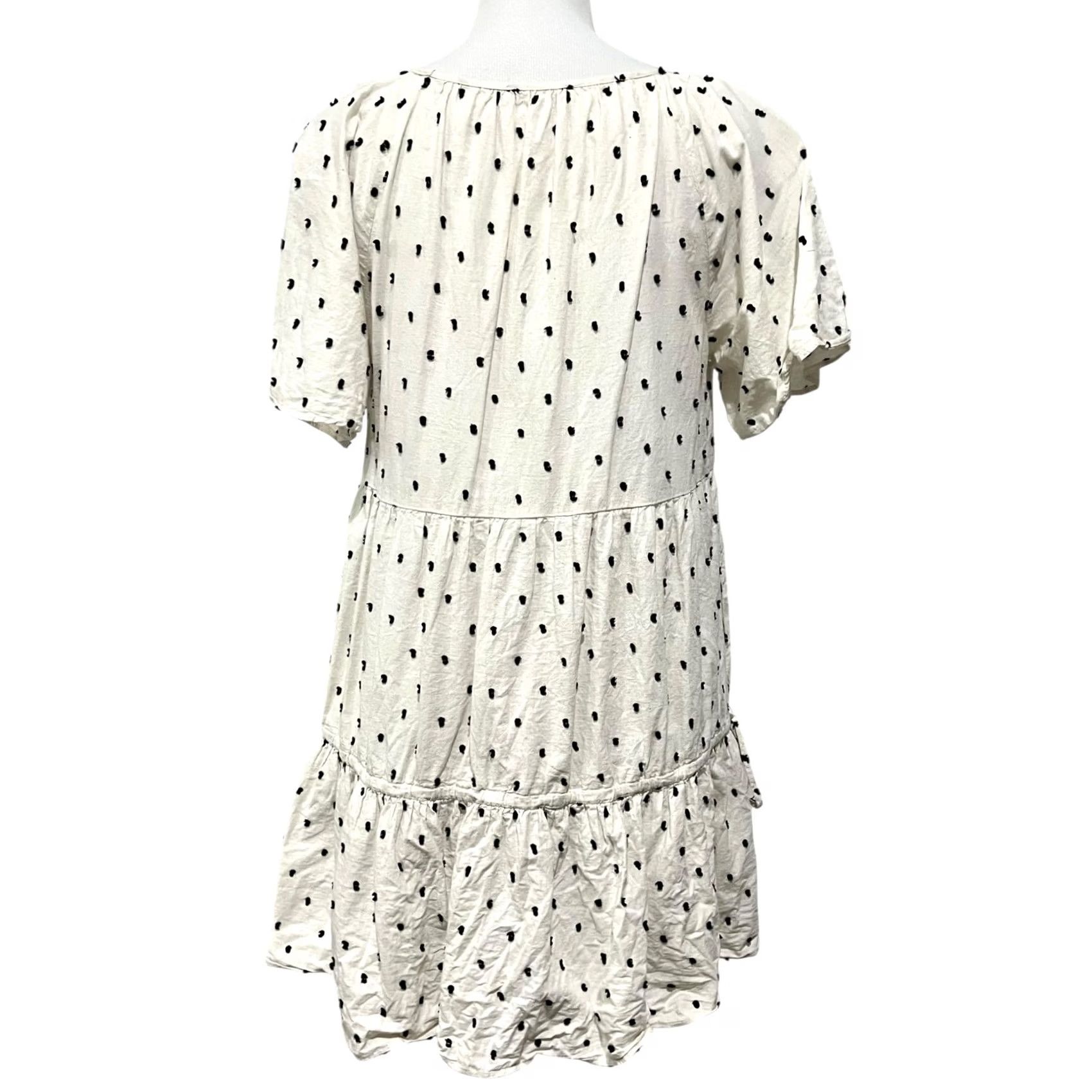 Madewell VINTAGE Madewell Lorelei Linen Blend Mini Dress Tiered Cream Cotton Clip Dot M Dress Women Knit Silk? Size M / US 6-8 / IT 42-44 - 6 Thumbnail