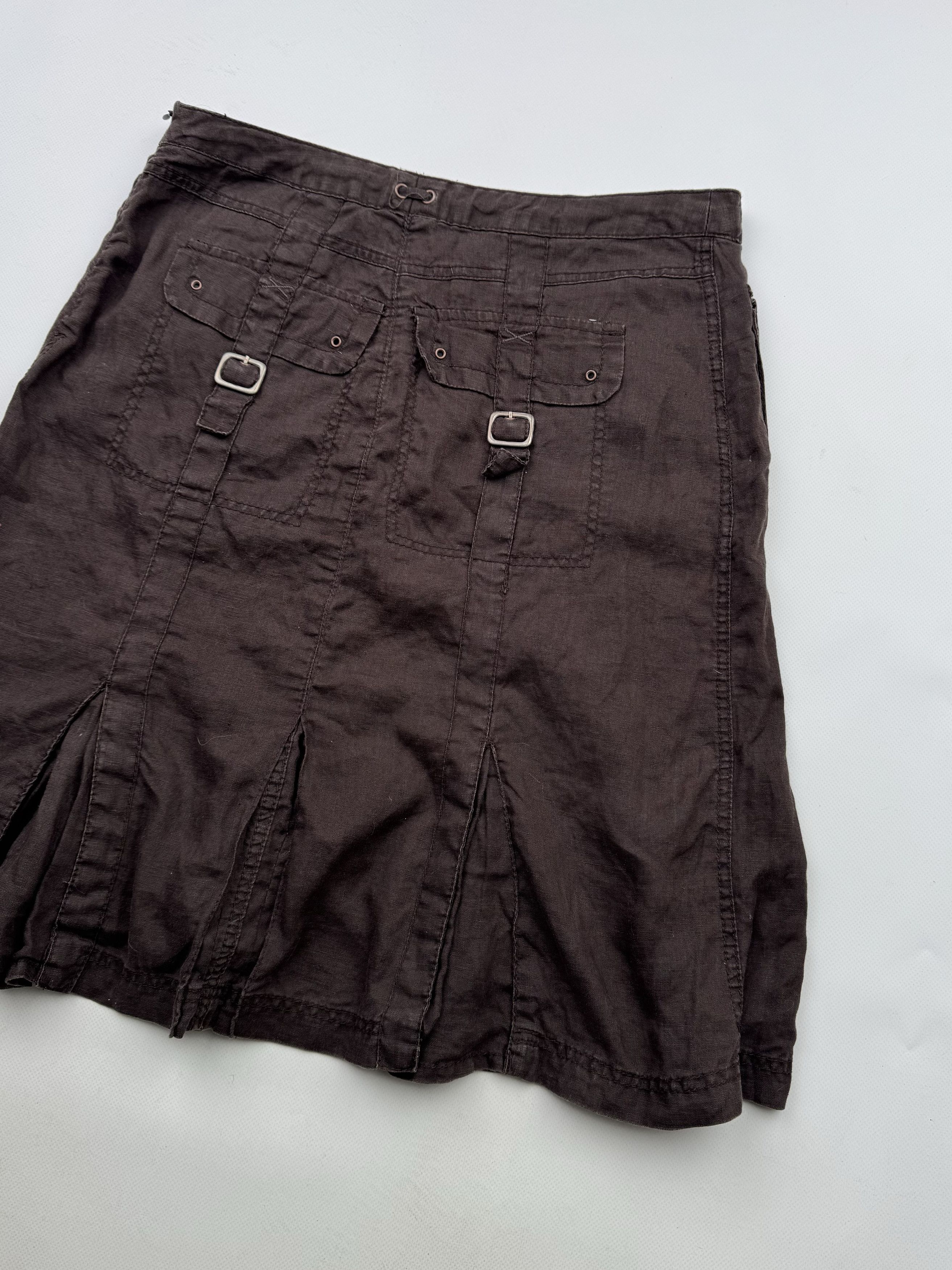 90's Cargo Linen Midi Skirt B56