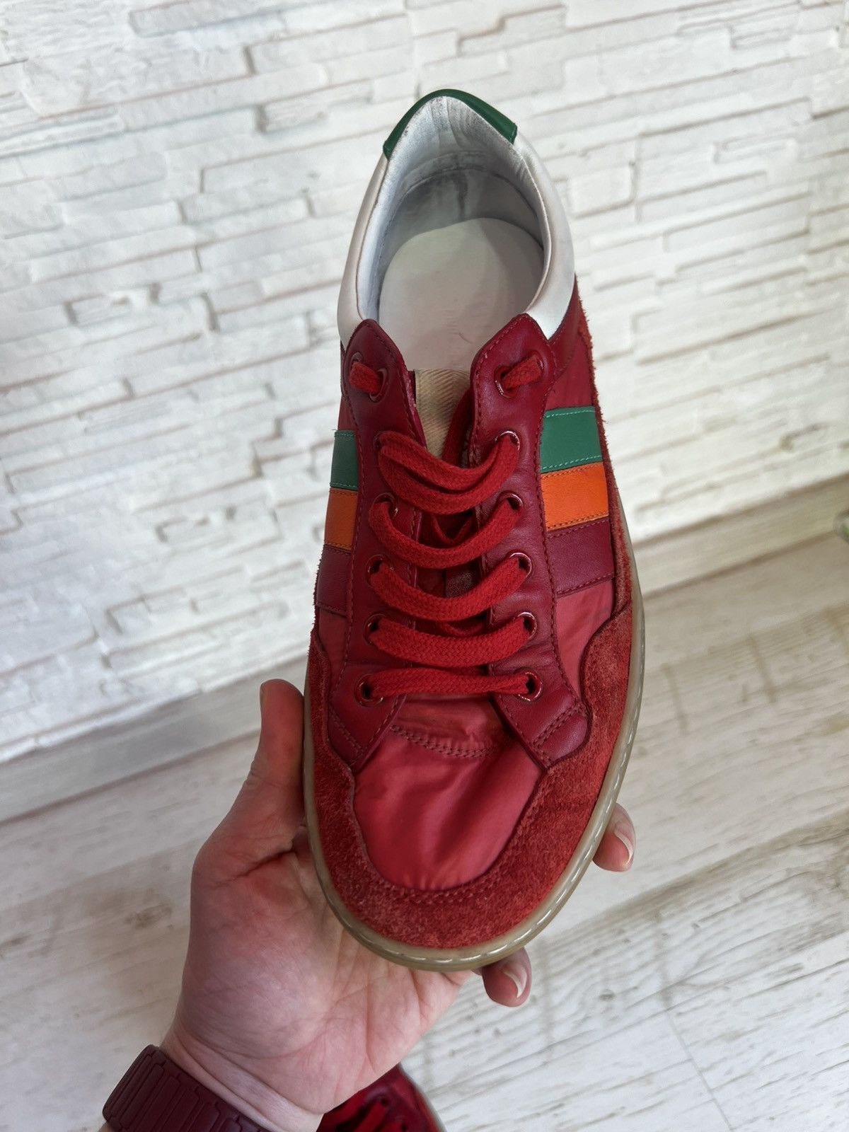 Gucci Gucci Red Suede Nylon Sneakers 494761 Size 38.5 / US 8.5 Size US 8.5 / IT 38.5 - 16 Thumbnail