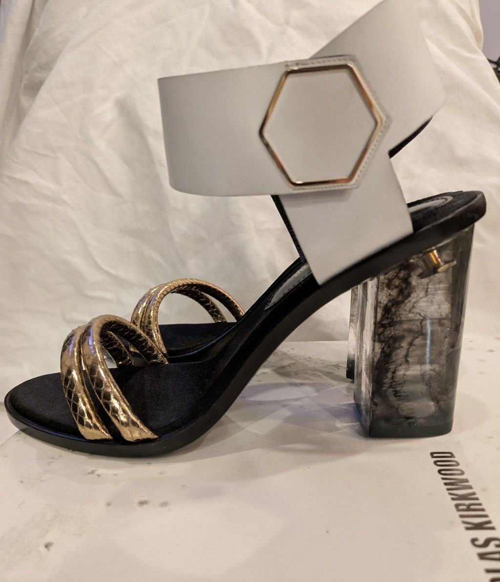 Nicholas Kirkwood Sandals Size 38 Lucite Block Heel Shoes Nib in Black, Women's