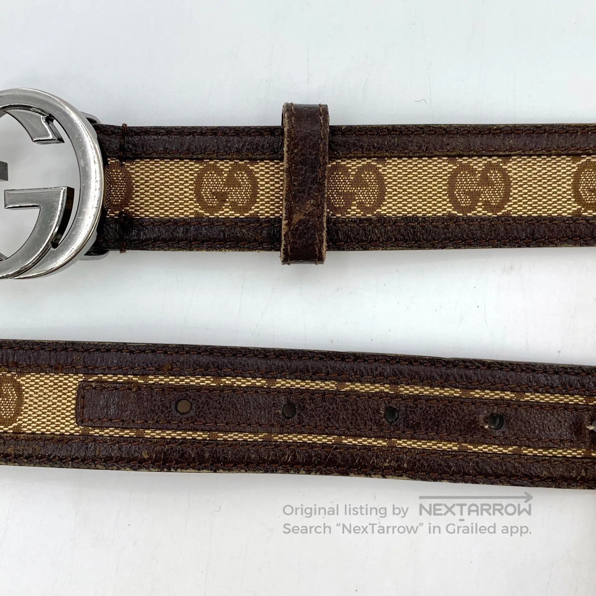 Gucci Guicci Color-Blocked Logo Jacquard Double G Buckle Leather Size ONE SIZE - 7 Thumbnail