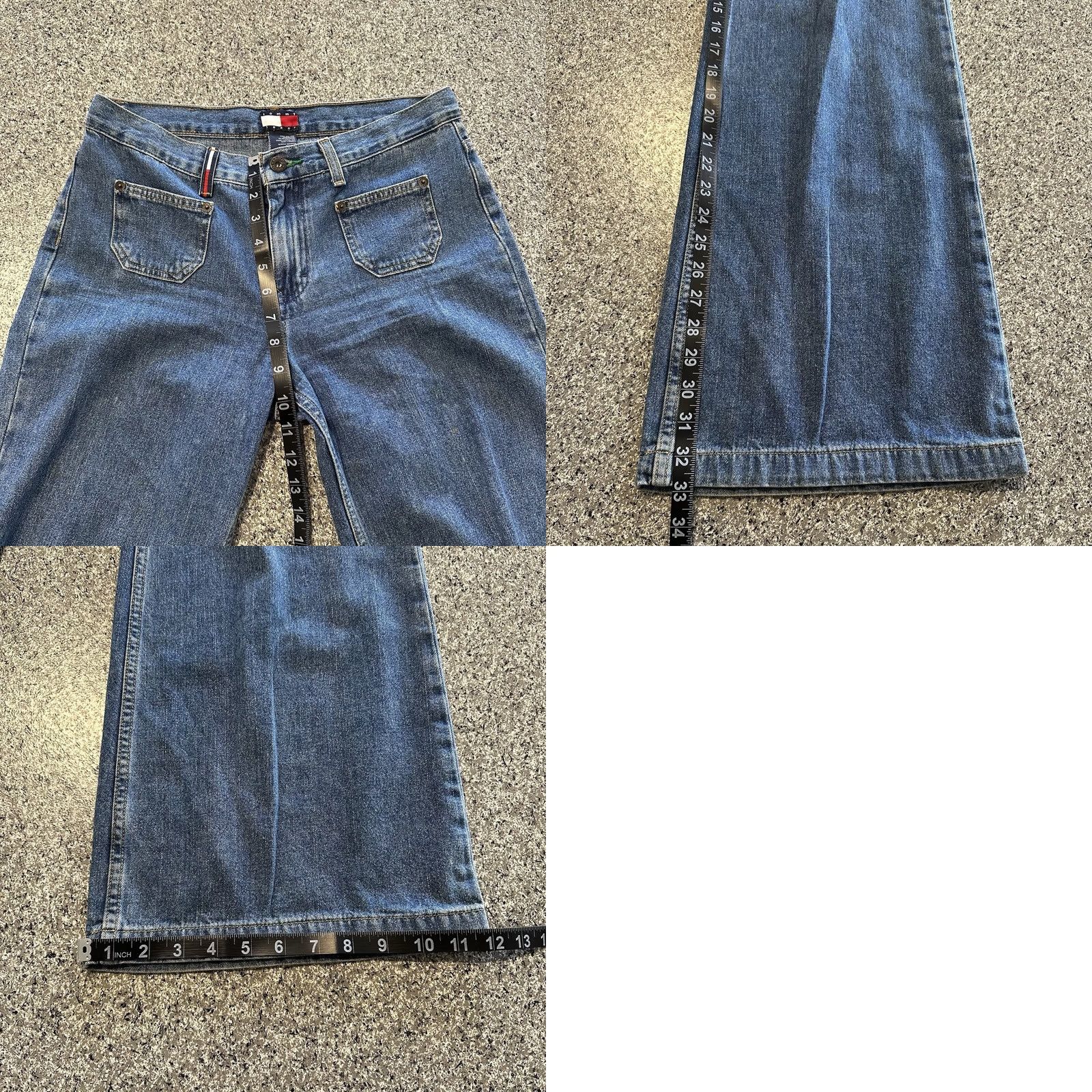 Tommy Hilfiger VINTAGE Tommy Hilfiger Jeans Womens 31x33 Mid Rise Flared Wide 5-Pocket Denim Blue Jeans Mens? Size 24" / US 00 / IT 34 - 8 Thumbnail