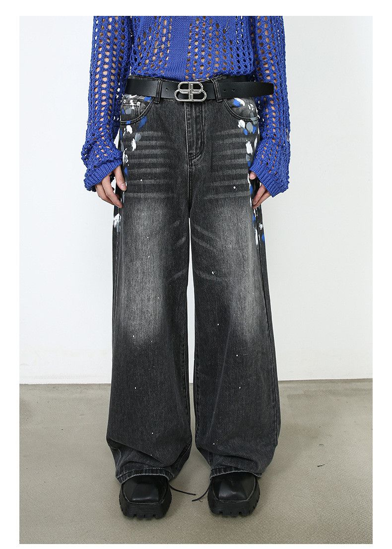 Japanese Brand × Jean Men's street retro washed ink-splashed trendy jeans Size US 32 / EU 48 - 1 Thumbnail