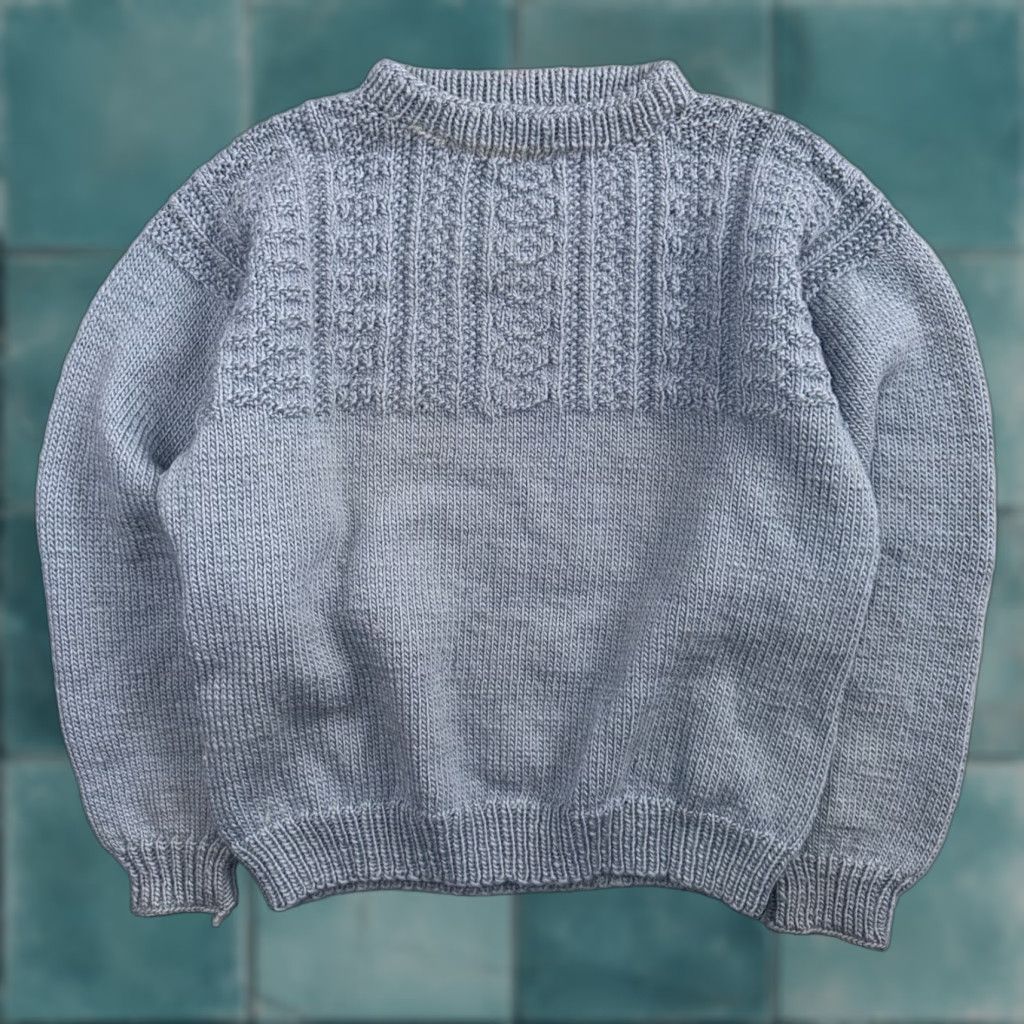 Vintage VTG Blue Knitted Isle Sweater Pullover Handmade Knit 60s 70s Grandma core Chic Size M / US 6-8 / IT 42-44 - 1 Thumbnail