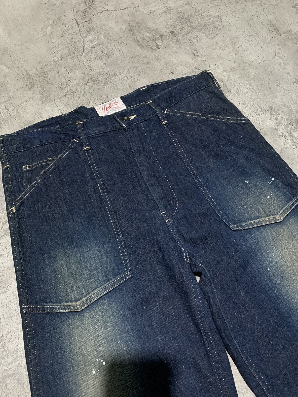 Le Grande Bleu (L.G.B.) Vintage Duffers fatigue buckleback splatter wide leg denim Size US 34 / EU 50 - 5 Thumbnail