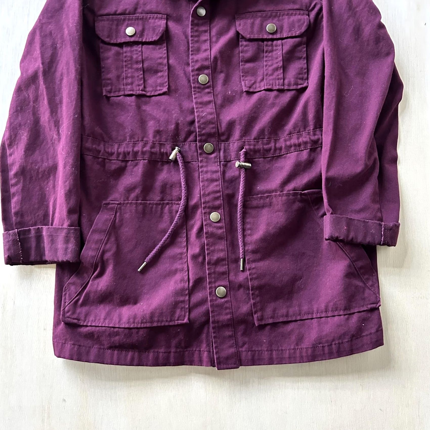 Vintage Arizona Jean Co Jacket Womens Medium Purple Twill Anorak Snap Front Pockets Size 32" / US 10 / IT 46 - 3 Thumbnail