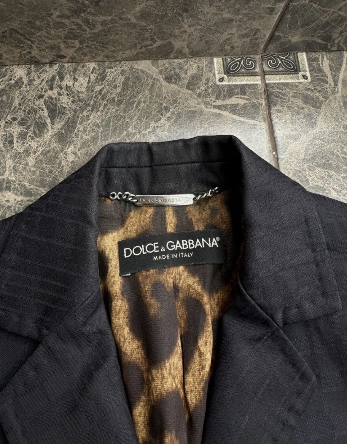 Dolce & Gabbana Dolce & Gabbana Blazer LeopardLined Black Virgin Wool Jacket Size M / US 6-8 / IT 42-44 - 2 Thumbnail