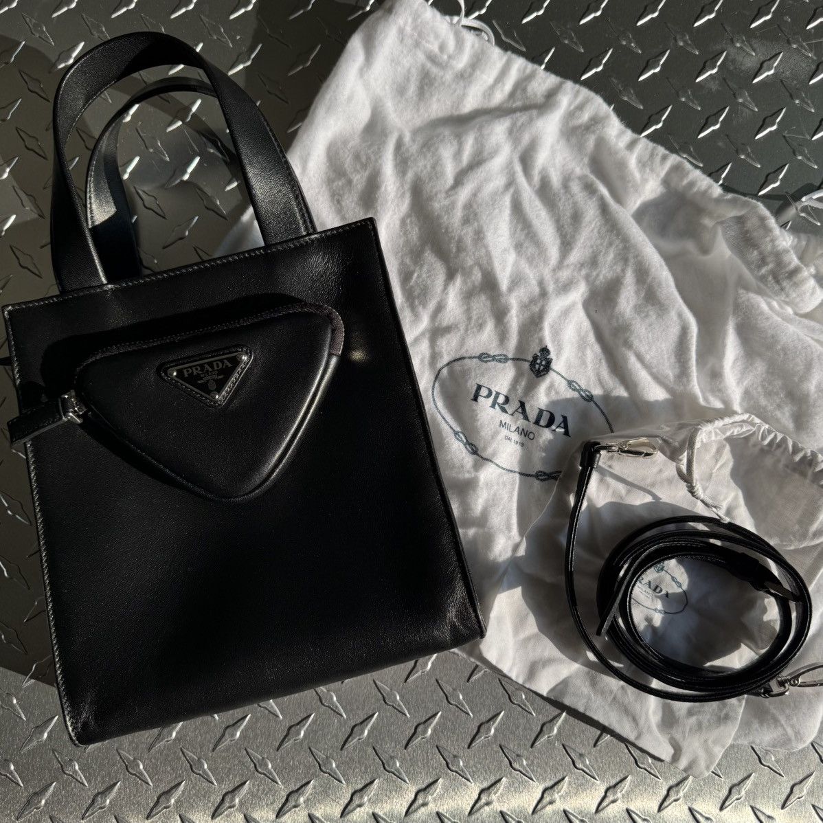 Prada Prada Raf Simons Tessuto Napa Triangle Pocket Bag in Blacj Size ONE SIZE - 6 Thumbnail