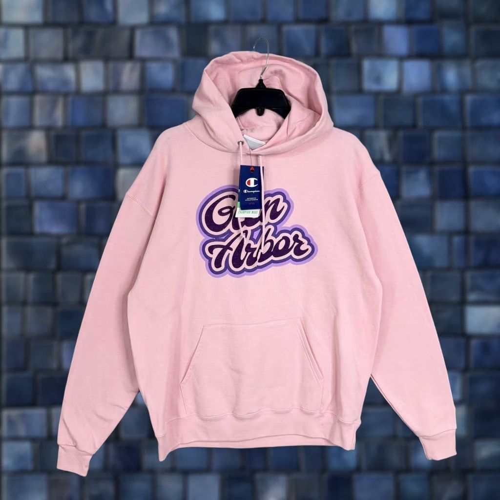 Champion Champion Hoodie Adult Large Pink Pullover Fleece Sweatshirt Glen Arbor Graphic Mens Size US L / EU 52-54 / 3 - 1 Thumbnail