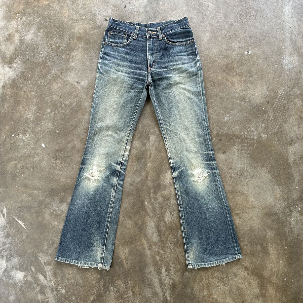 Japanese Brand Vintage Edwin Faded Flare Distressed Jean Denim Pant W28 Size US 28 / EU 44 - 1 Thumbnail