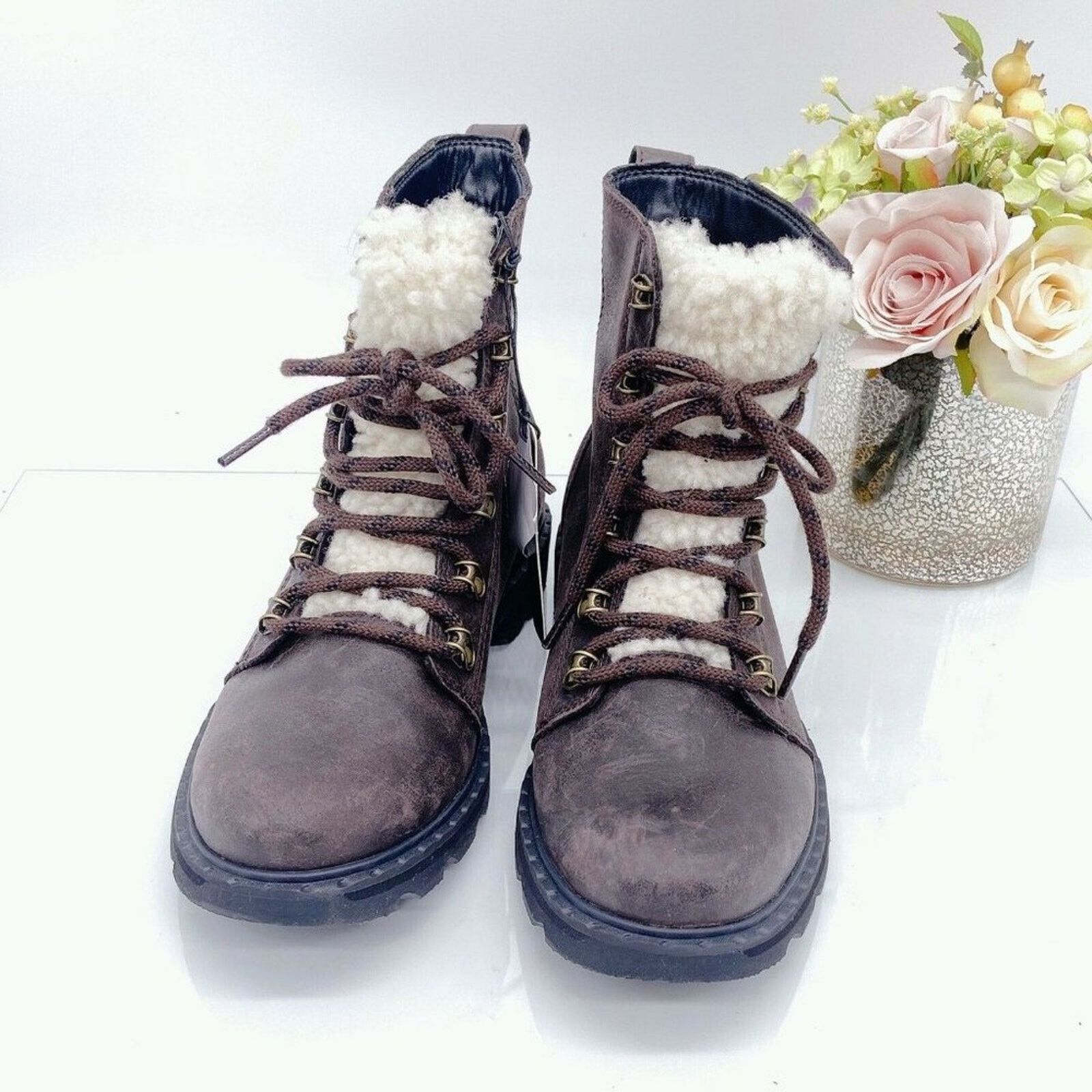 SOREL Sorel Lennox Lace Cozy Shearling Waterproof Boots - Size 8 Size US 8 / IT 38 - 4 Thumbnail