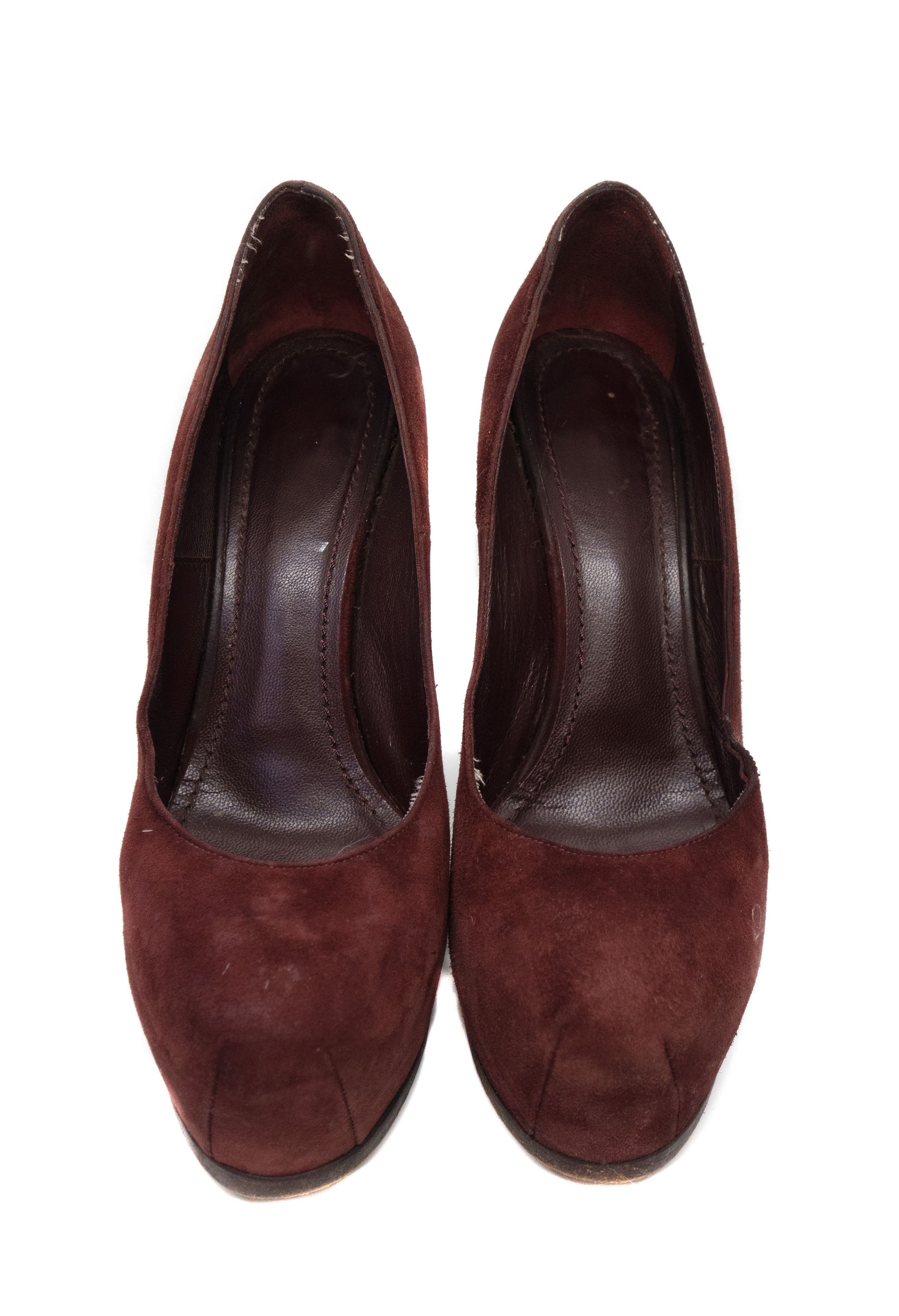 Yves Saint Laurent 00s Rive Gauche Tribtoo Suede Platform Pumps Size US 6 / IT 36 - 3 Thumbnail