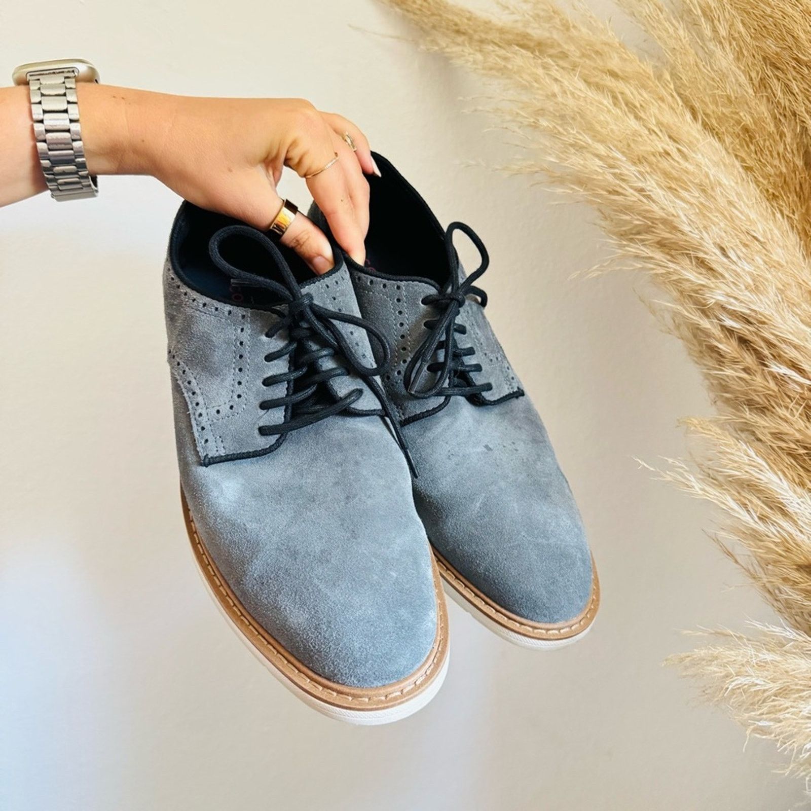 Cole Haan COLE HAAN Soft Blue Suede Leather White Black Derby Oxford Size US 8.5 / EU 41-42 - 3 Thumbnail