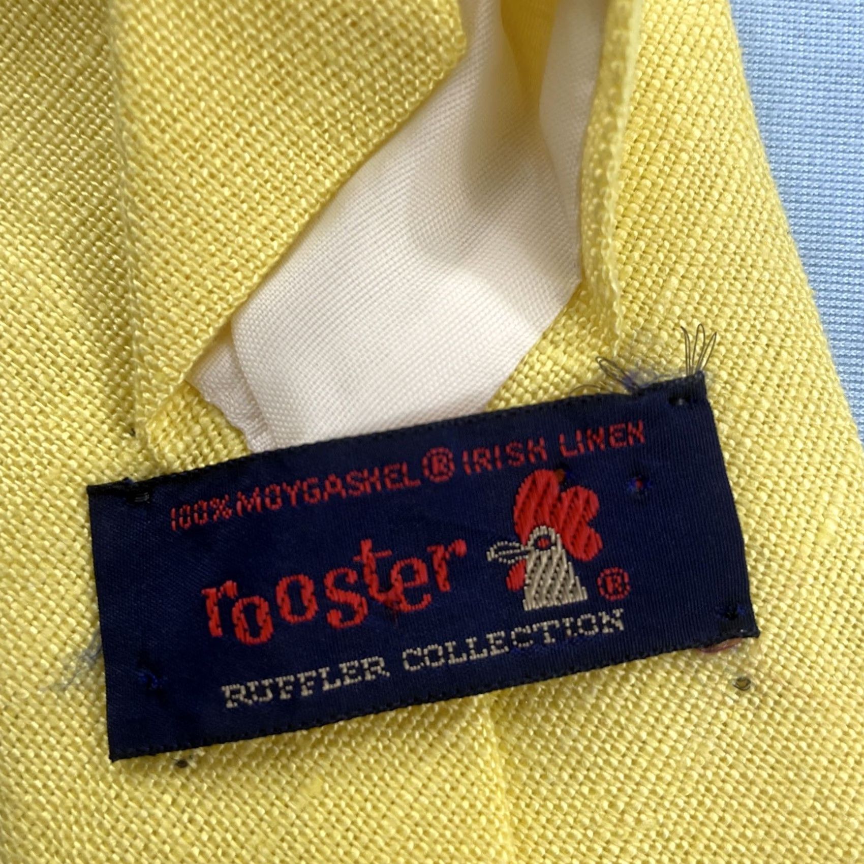 Vintage VINTAGE Rooster Irish Linen Necktie Vtg 70s Woven Tie Textures Solid Yellow 4x56 Capsule Necktie Mens Tie Size ONE SIZE - 6 Thumbnail