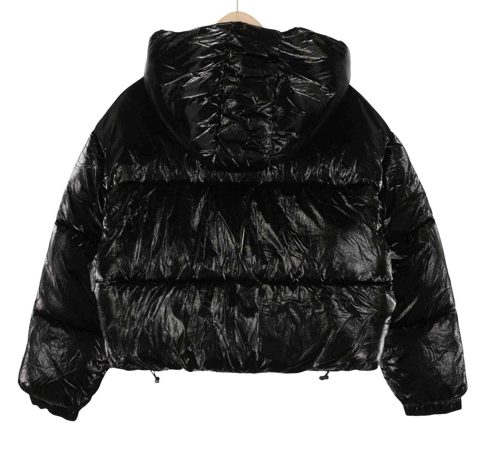 Other CROPPED METALLIC PUFFER L Black Quilted Hood 88048 Size L / US 10 / IT 46 - 2 Thumbnail