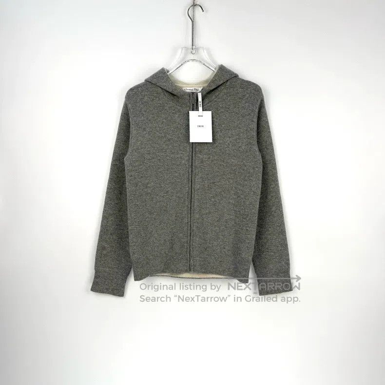 Dior Dior Grey Embroidered Phoenix Flower Cashmere Hooded Cardi Size XS / US 0-2 / IT 36-38 - 3 Thumbnail