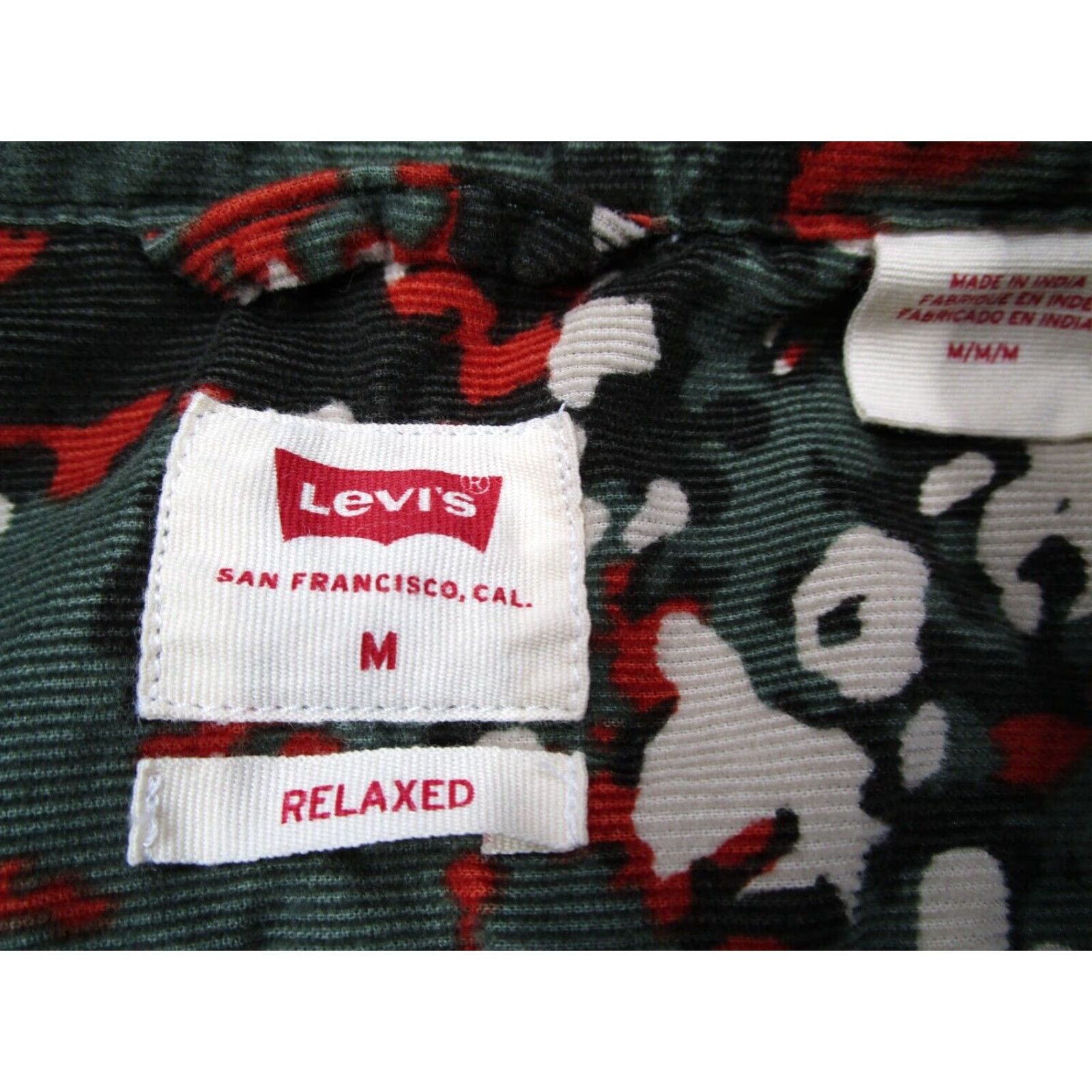 Levi's Levis Mens Green Camo Relaxed Fit Corduroy Button Up Shirt Medium Long Sleeve Size US M / EU 48-50 / 2 - 3 Thumbnail