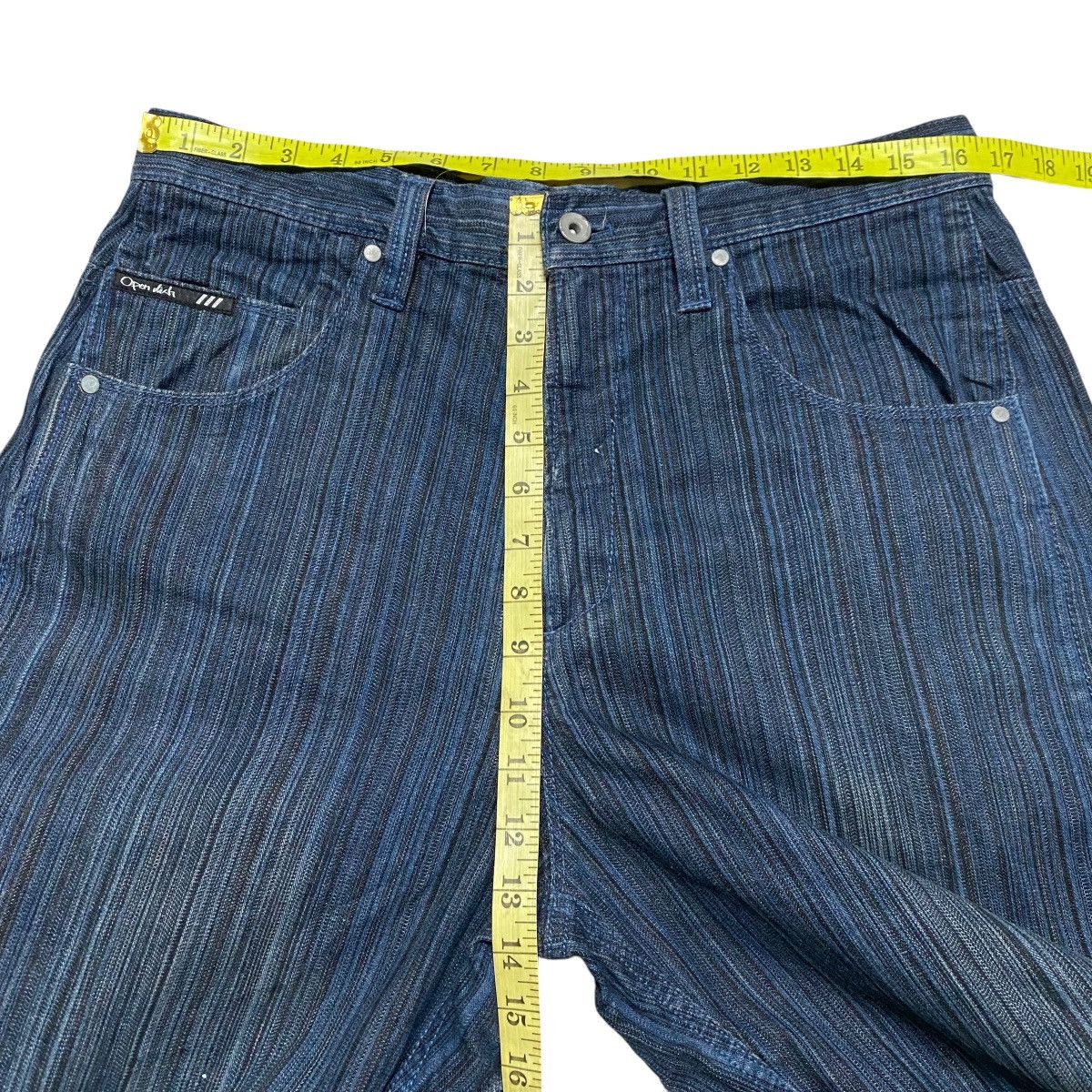Japanese Brand Japanese Brand OPEN DICH Pinstripe Denim Baggy Jeans Size US 33 - 16 Thumbnail