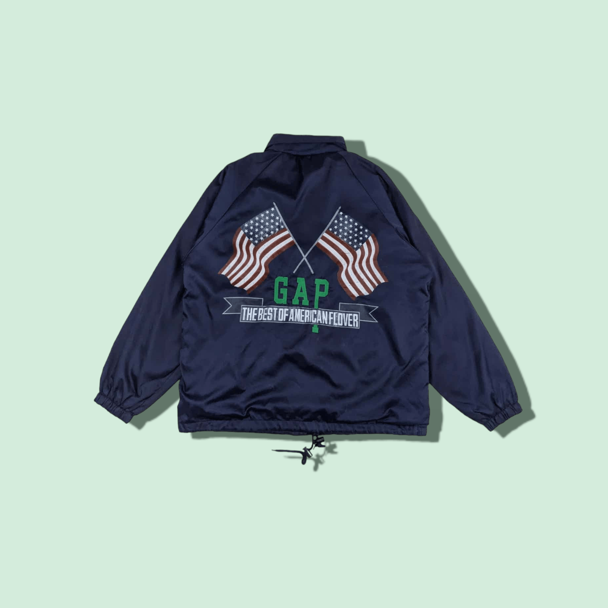image of 90's Gap Big Usa Flag Button Up Windbreaker Jacket in Navy Indigo, Men's (Size Large)