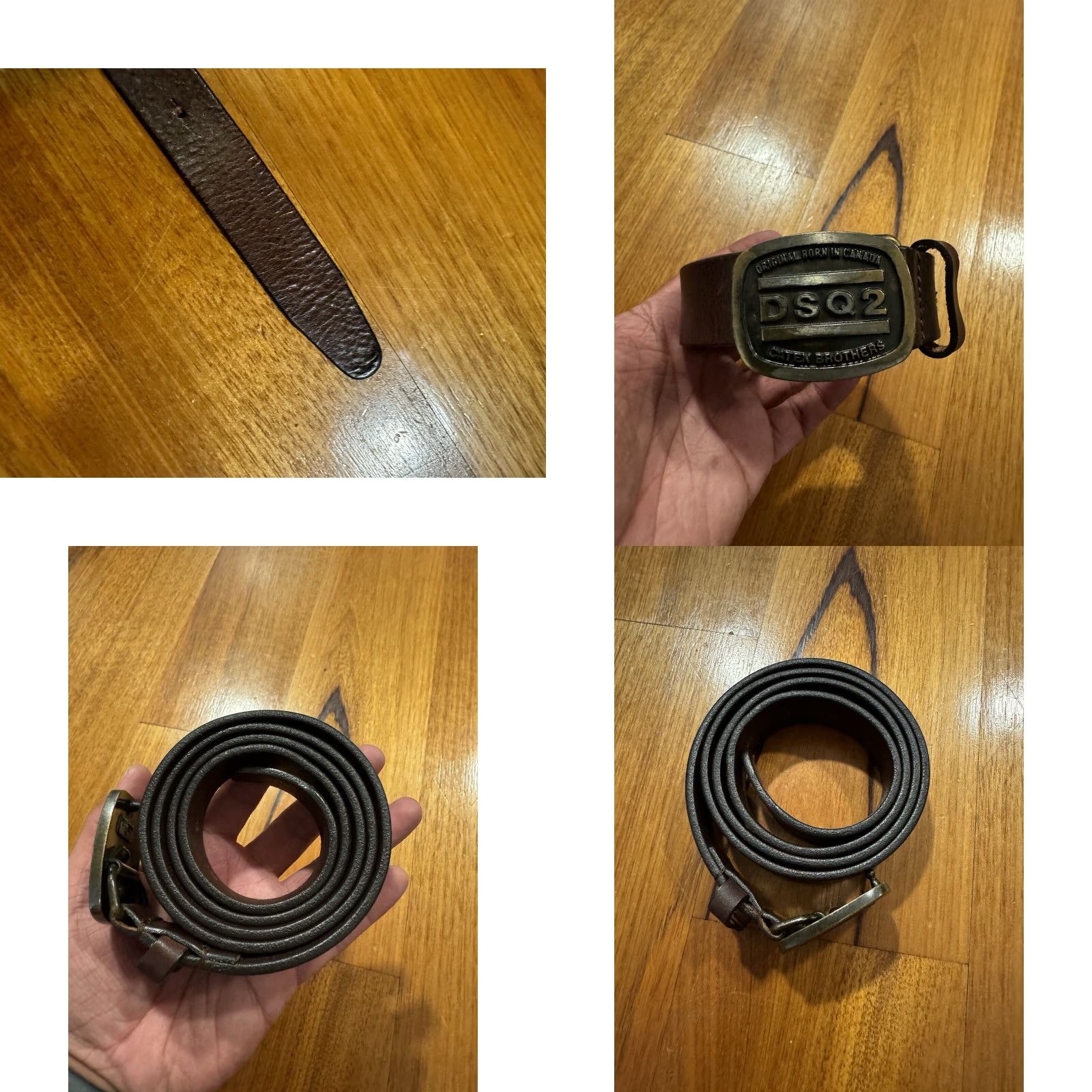 Dsquared2 VINTAGE DSQUARED LOGO Belt Leather Brown Made in Italy | Men | L | Brass Hardware Size ONE SIZE - 8 Thumbnail