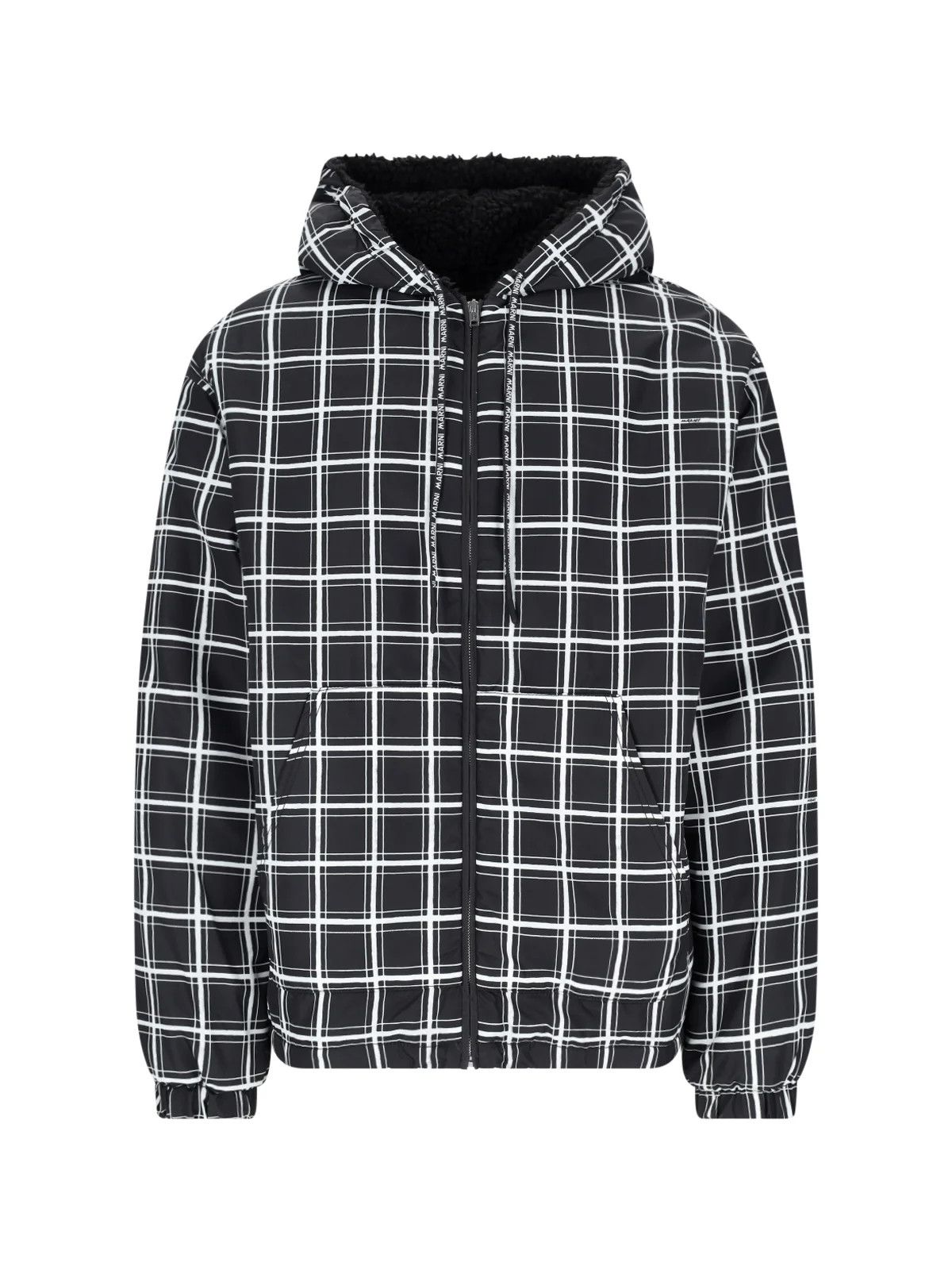 Marni o1w1db10824 Checked Hooded Jacket in Black White Size US L / EU 52-54 / 3 - 1 Thumbnail