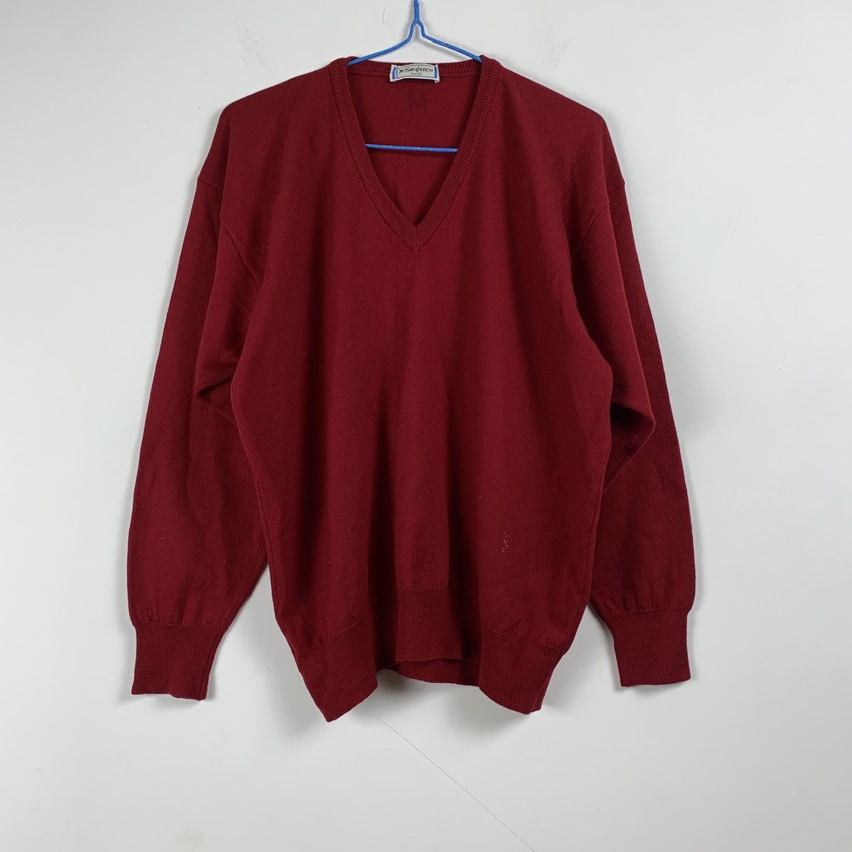 Vintage × Yves Saint Laurent Yves Saint Laurent Tricots Pour Homme Wool V-neck Sweater Size US L / EU 52-54 / 3 - 1 Thumbnail