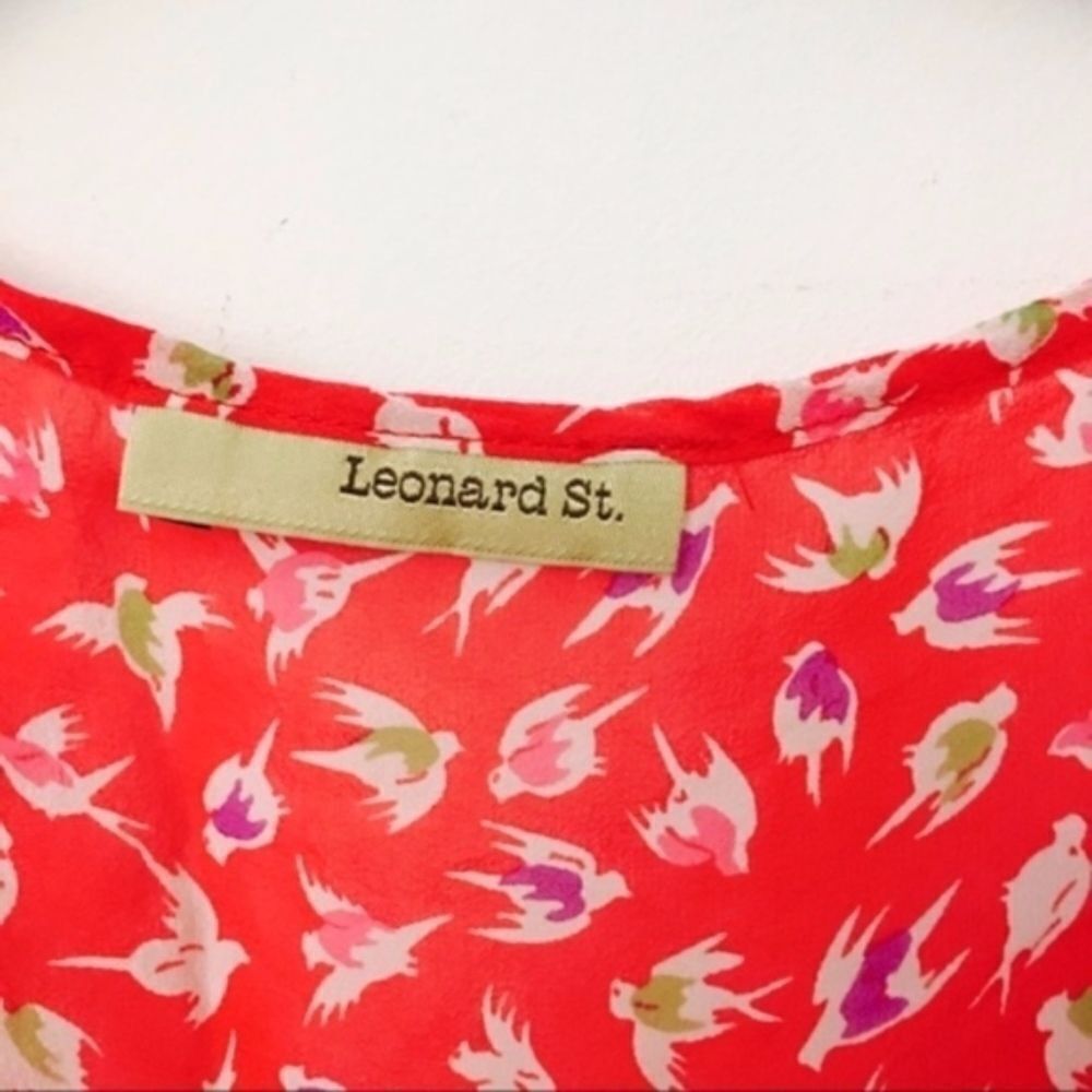 Other Leonard St. Red Silk Sheer Oversized Bird Print Blouse – Siz Size M / US 6-8 / IT 42-44 - 3 Thumbnail